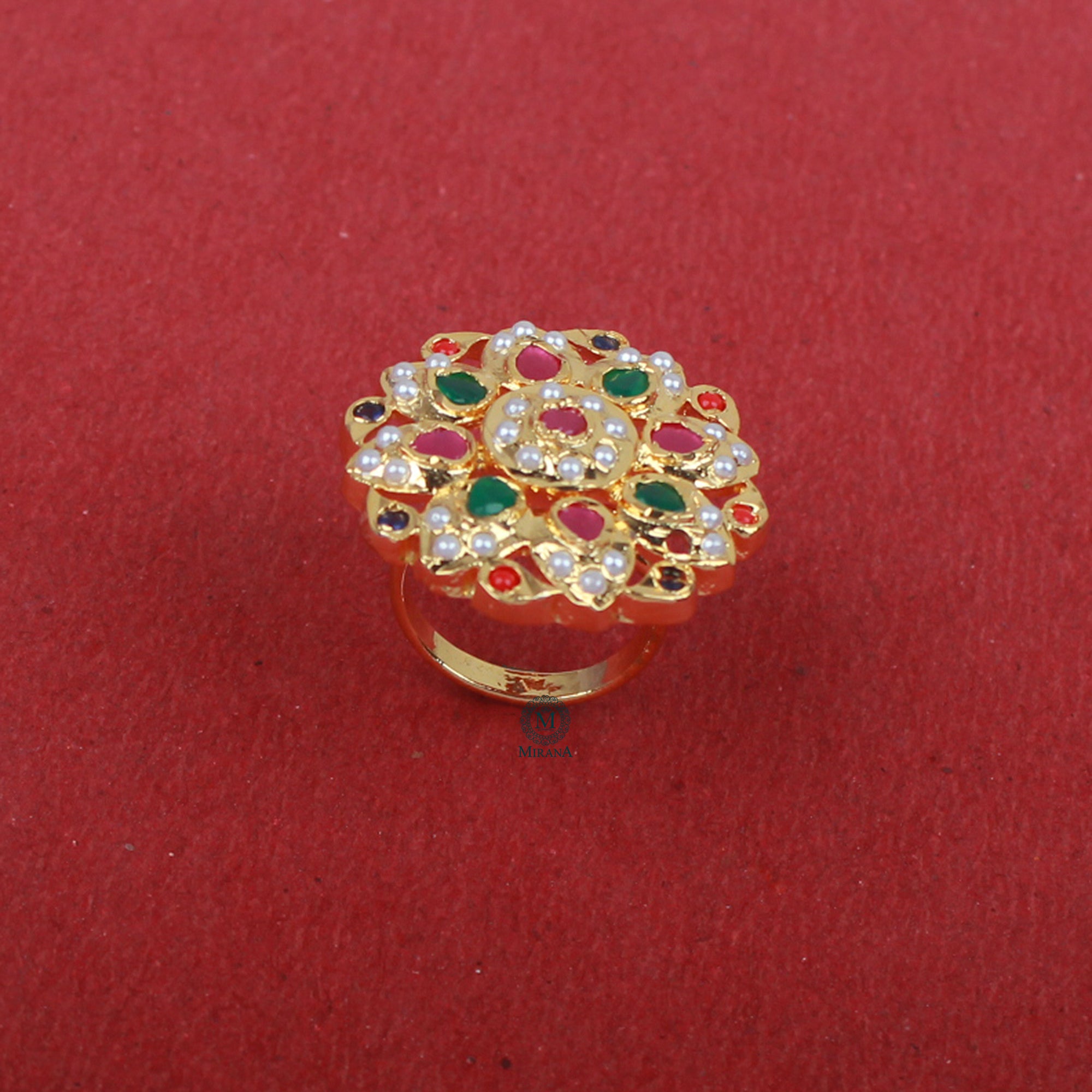 Chavi Multi Colour Jadau Designer Ring