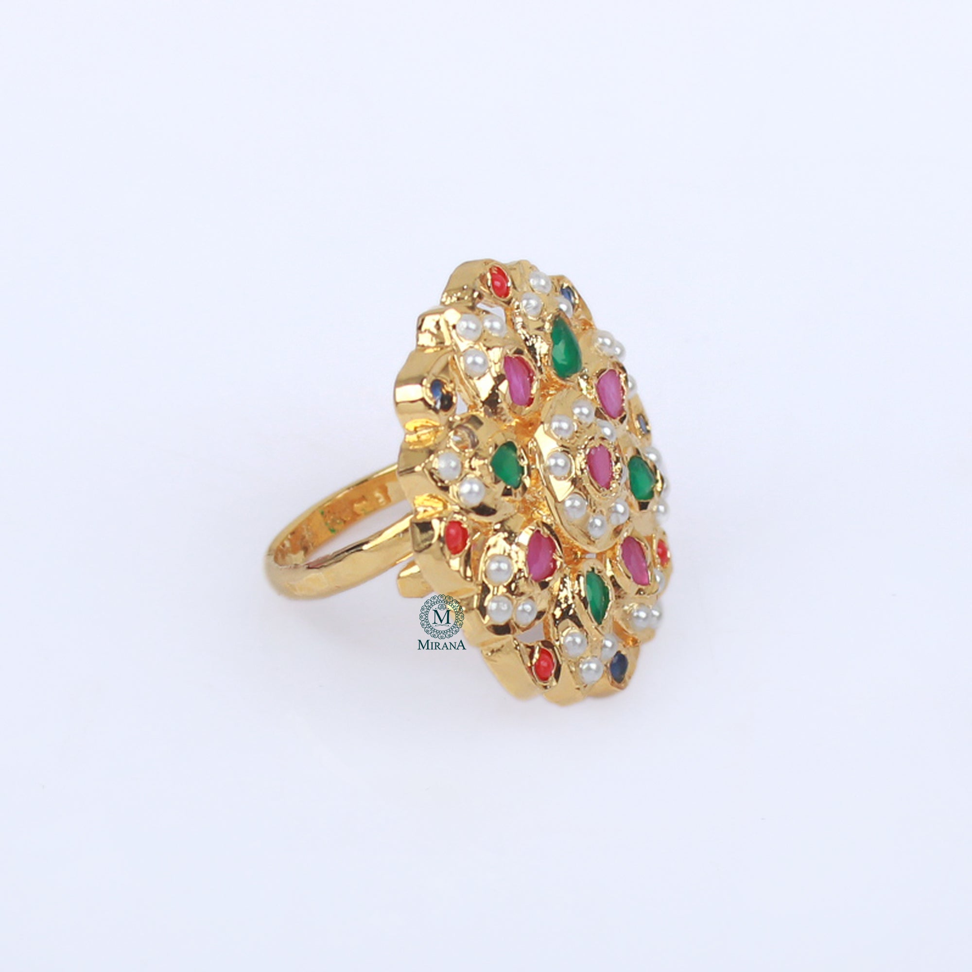 Chavi Multi Colour Jadau Designer Ring