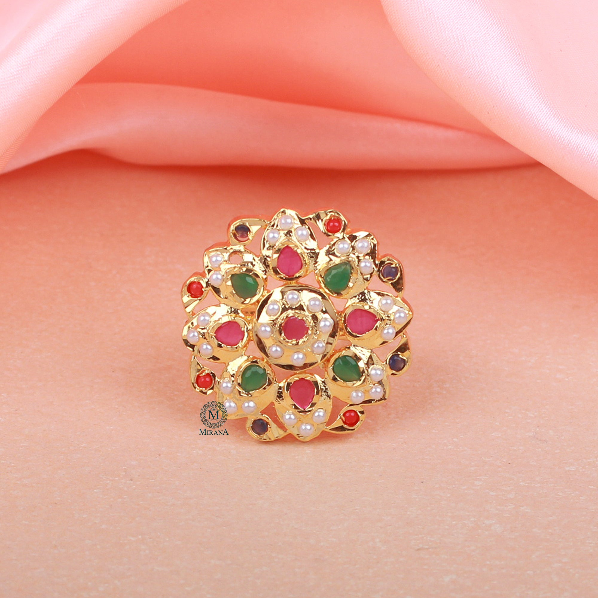 Chavi Multi Colour Jadau Designer Ring