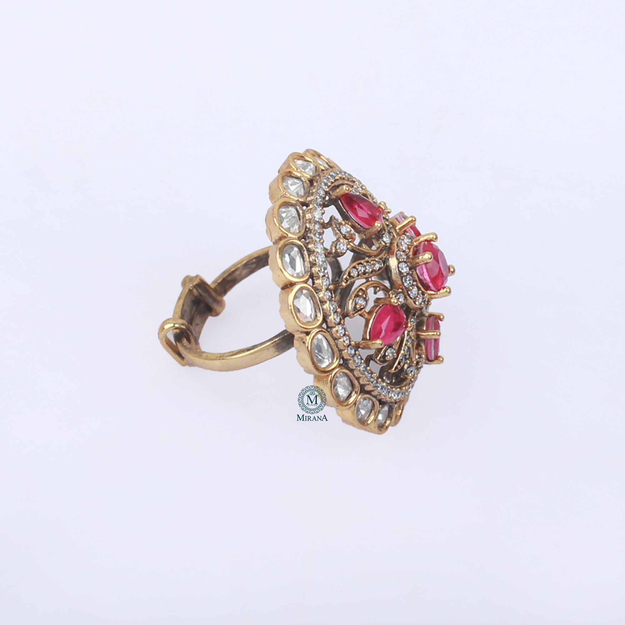 Charul Ruby Polki Designer Ring