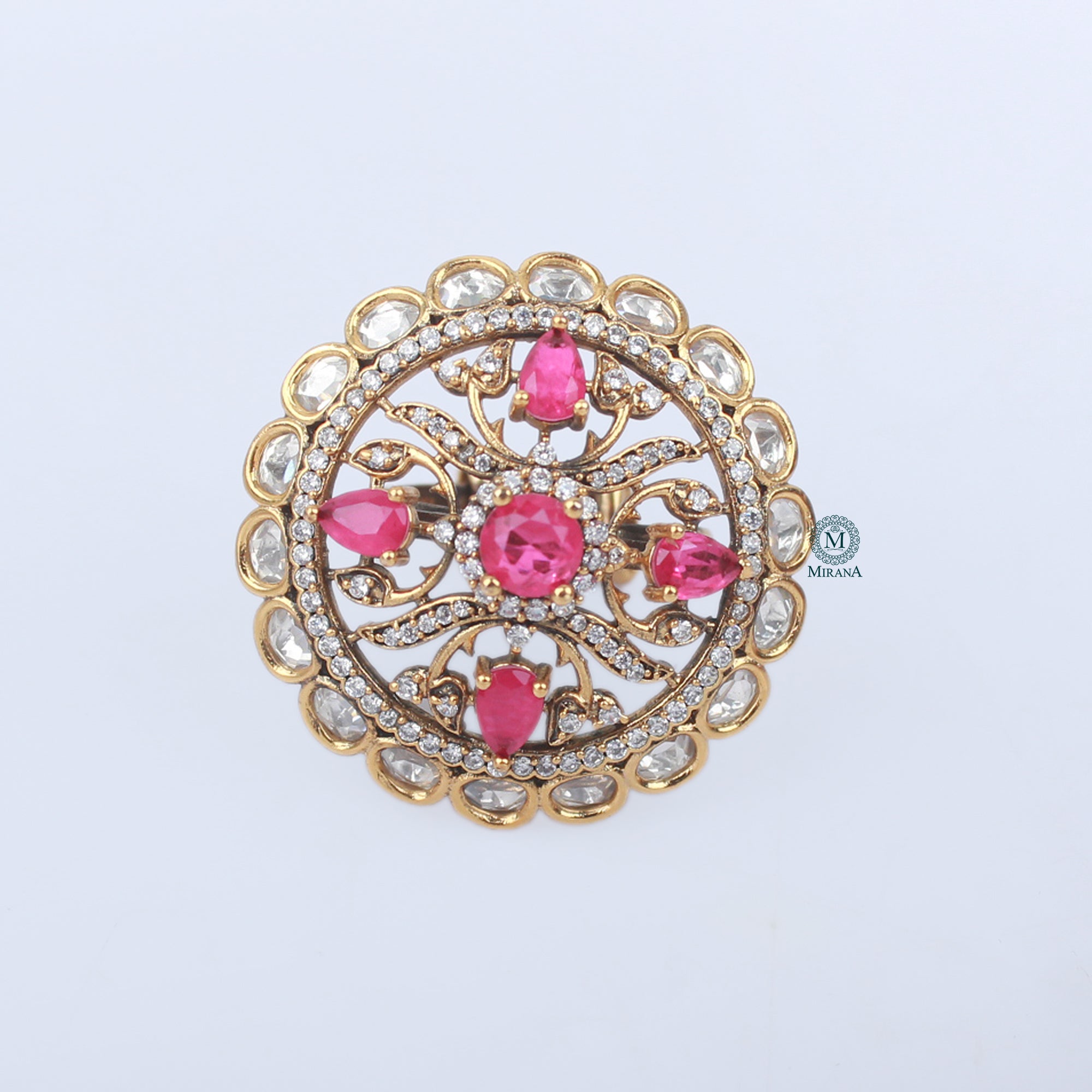 Charul Ruby Polki Designer Ring
