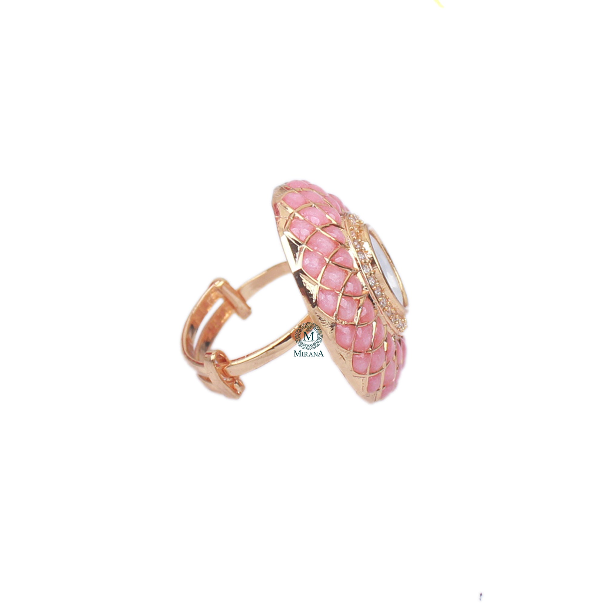 Jiya Pastel Pink Polki Designer Ring