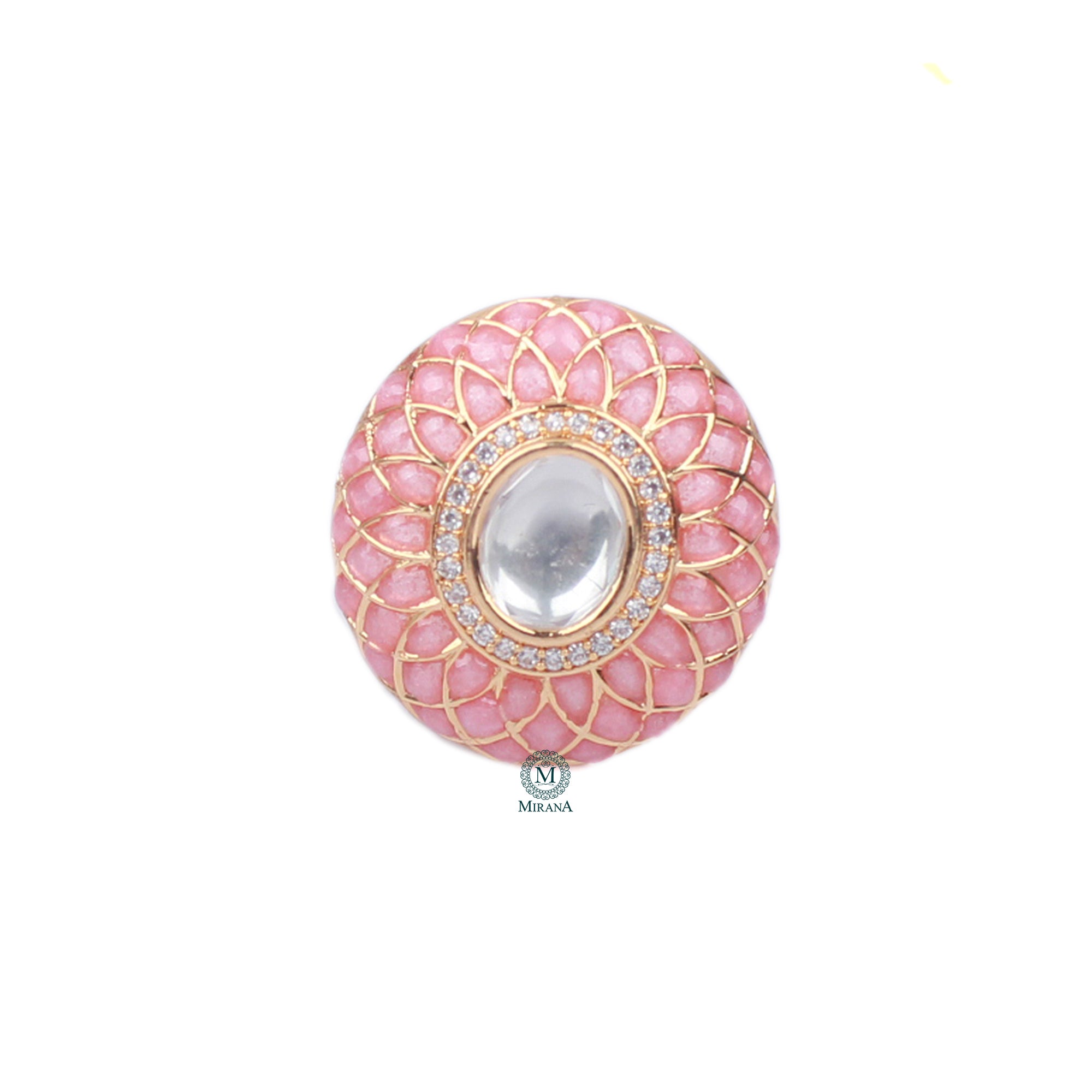 Jiya Pastel Pink Polki Designer Ring