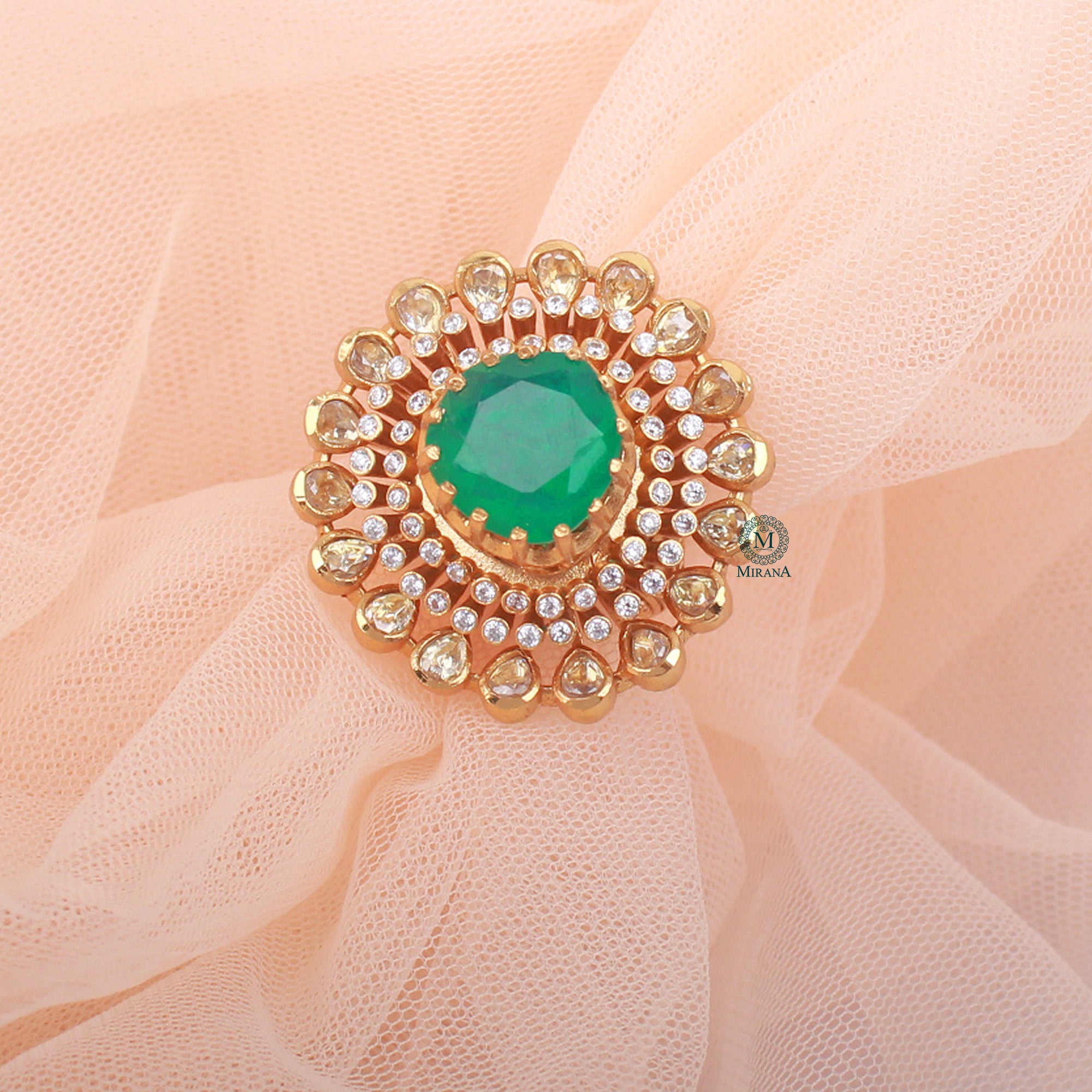 Hetal Moissanite Emerald Green Ring