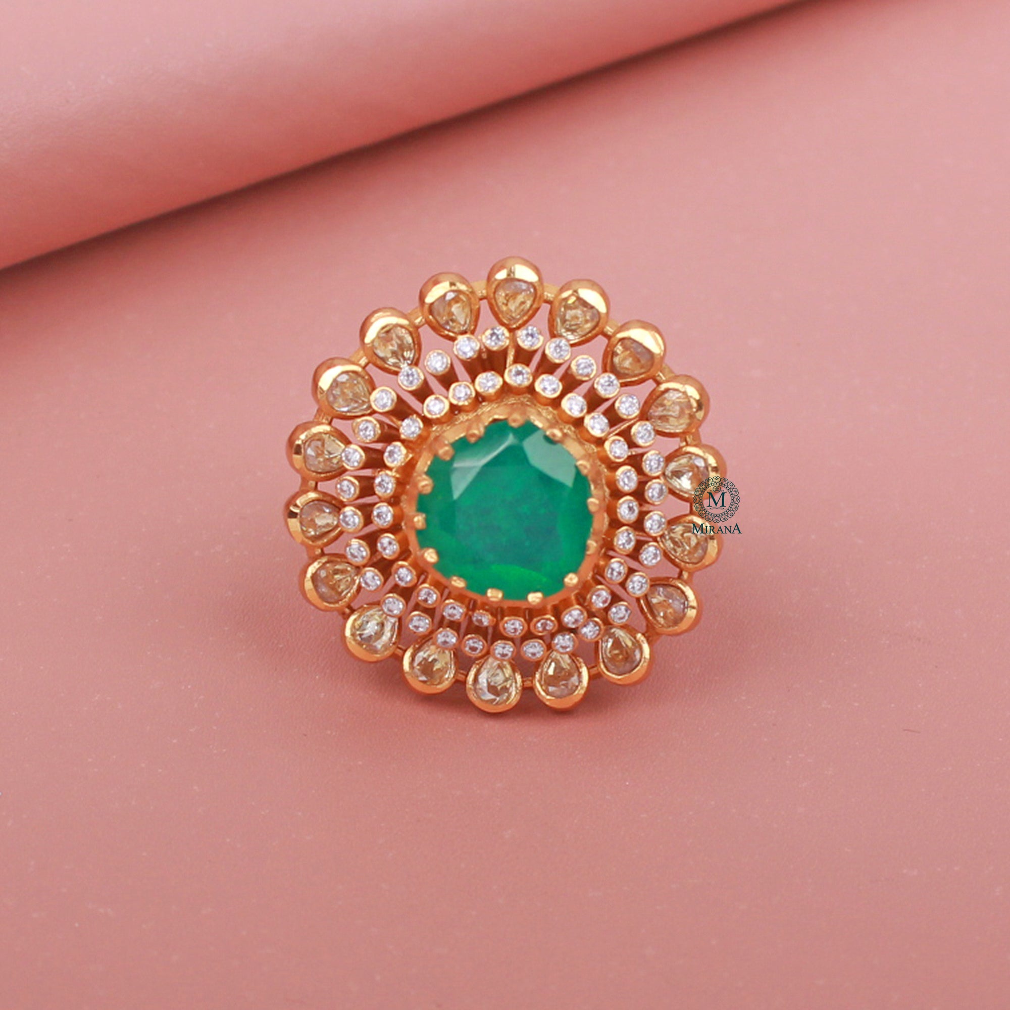Hetal Moissanite Emerald Green Ring