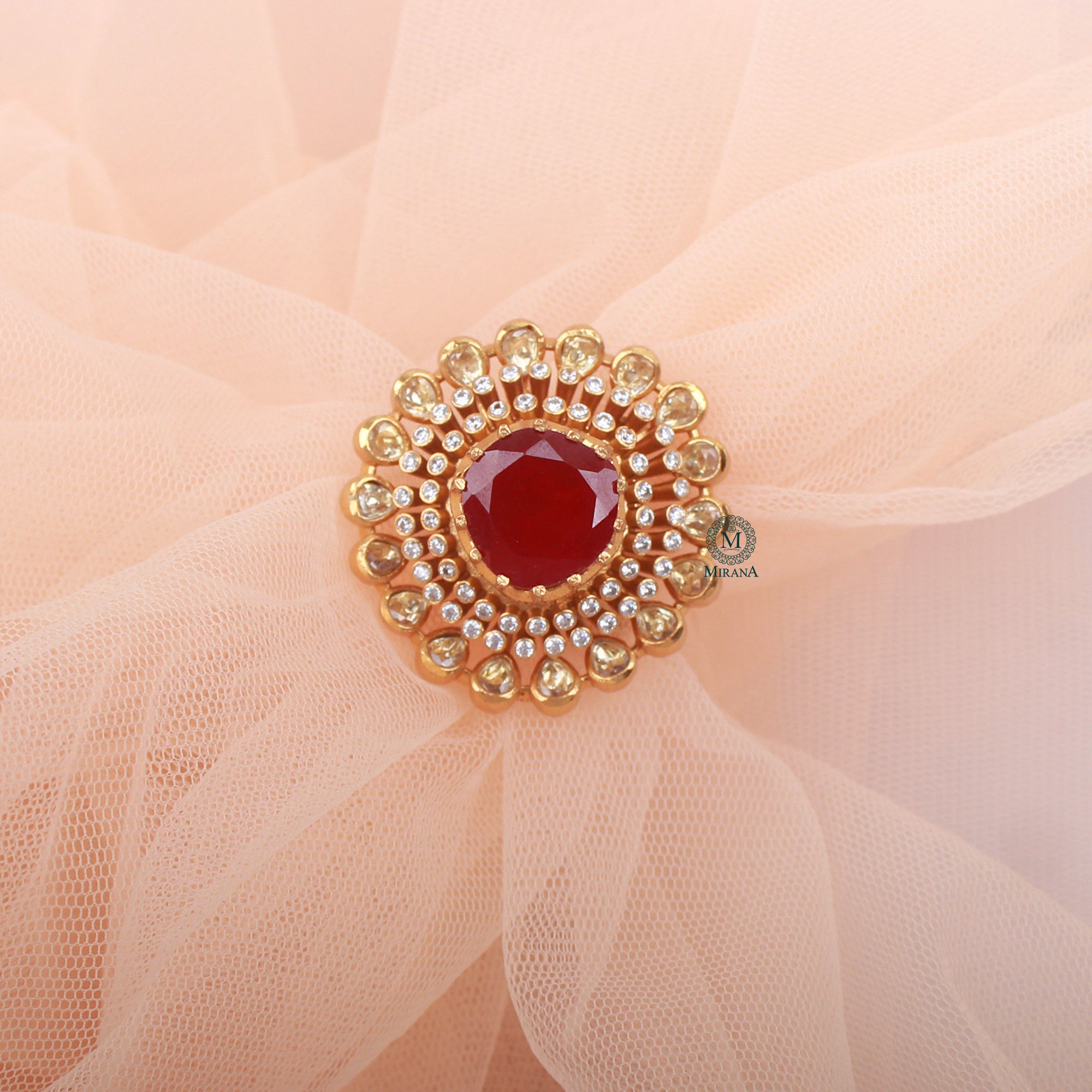 Hetal Ruby Moissanite Ring