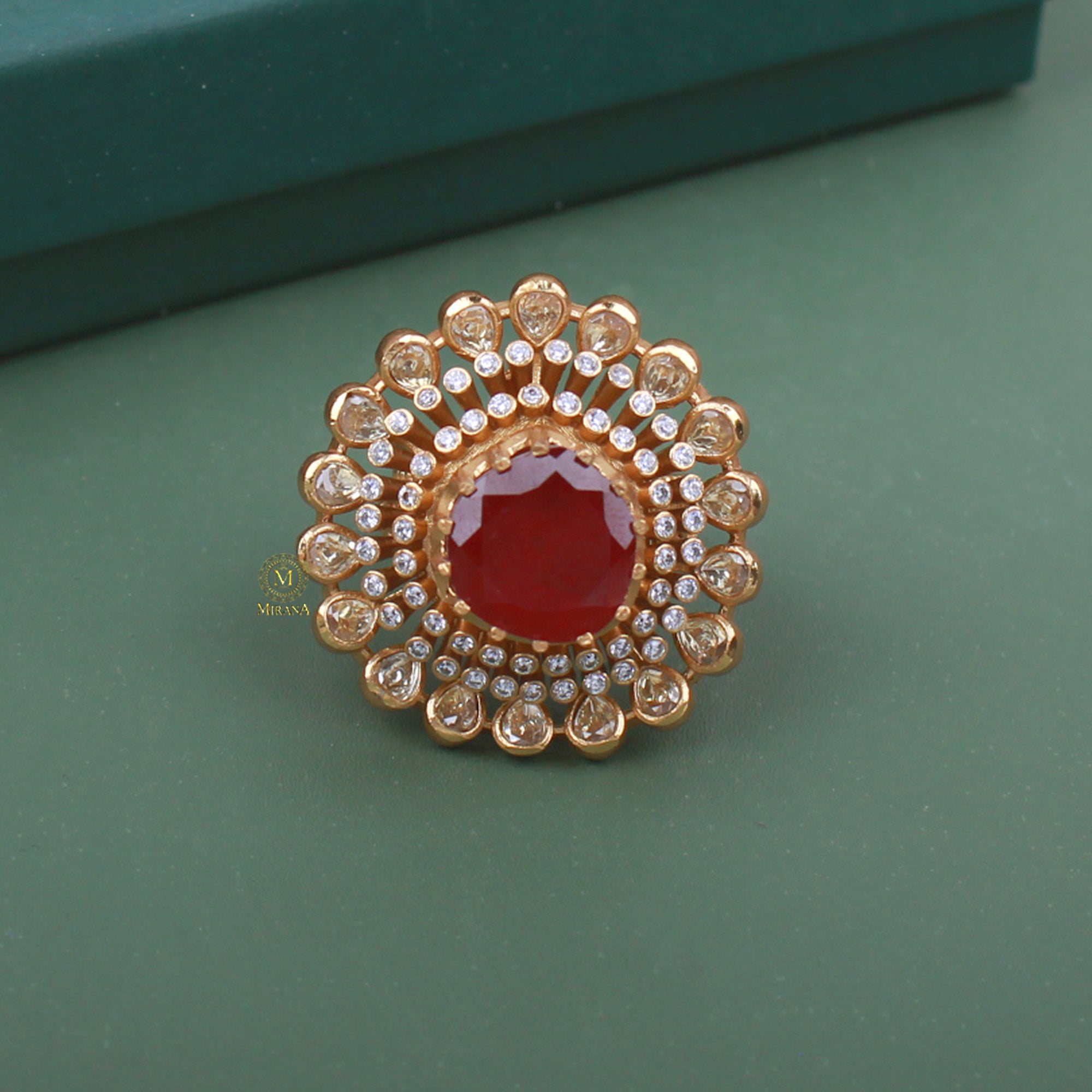Hetal Ruby Moissanite Ring