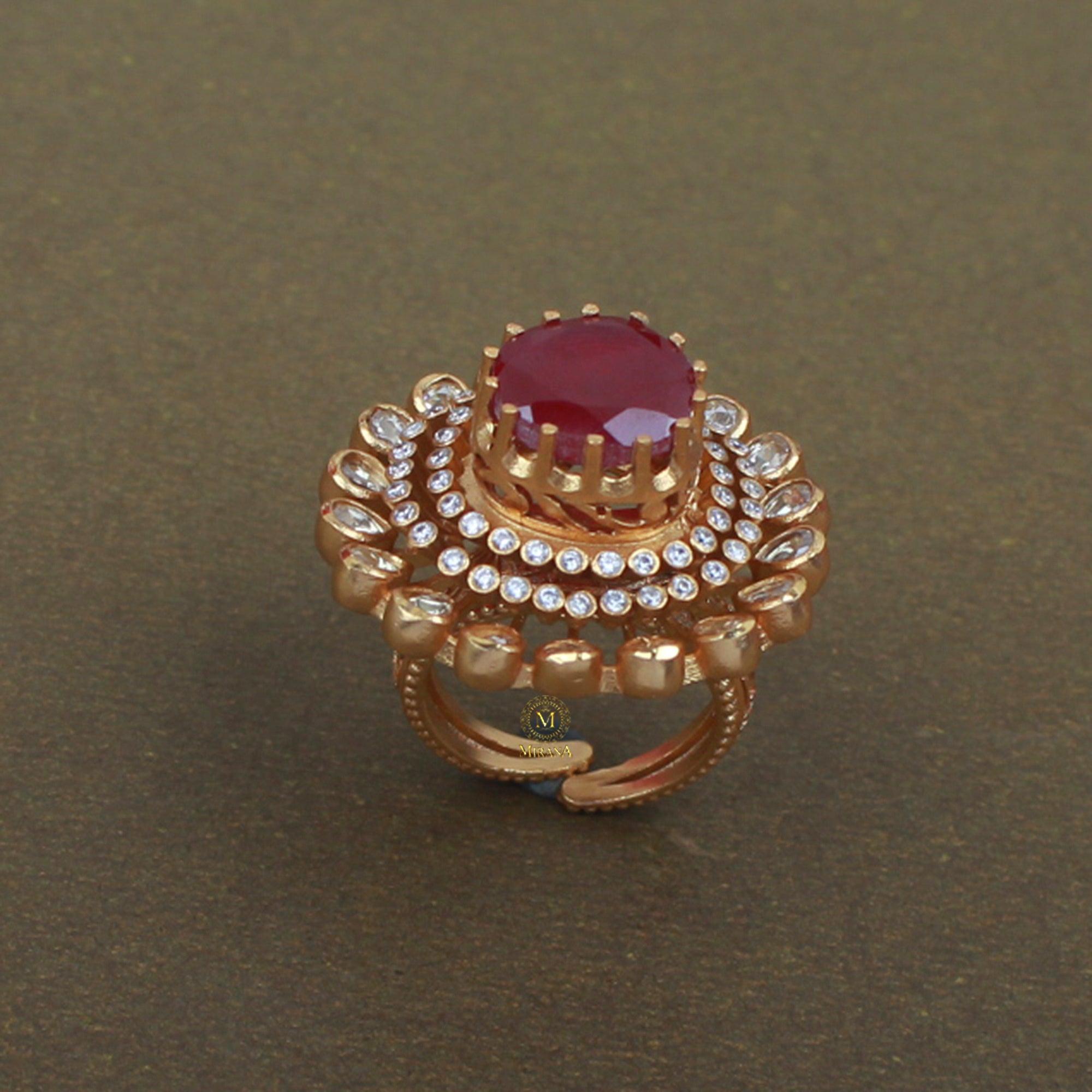 Hetal Ruby Moissanite Ring