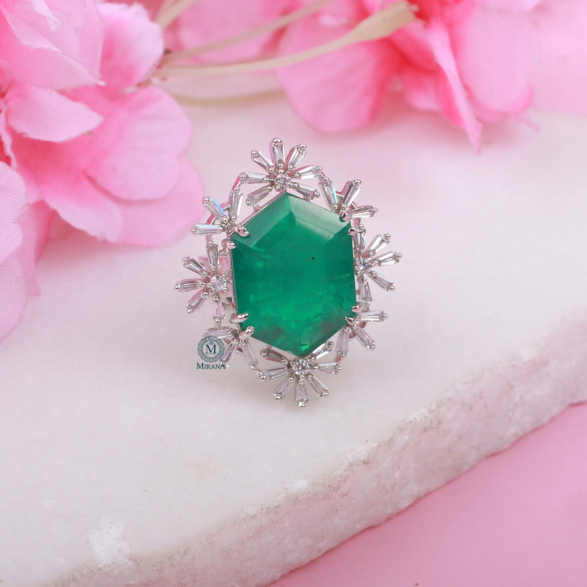 Tiza Emerald Green Designer Ring