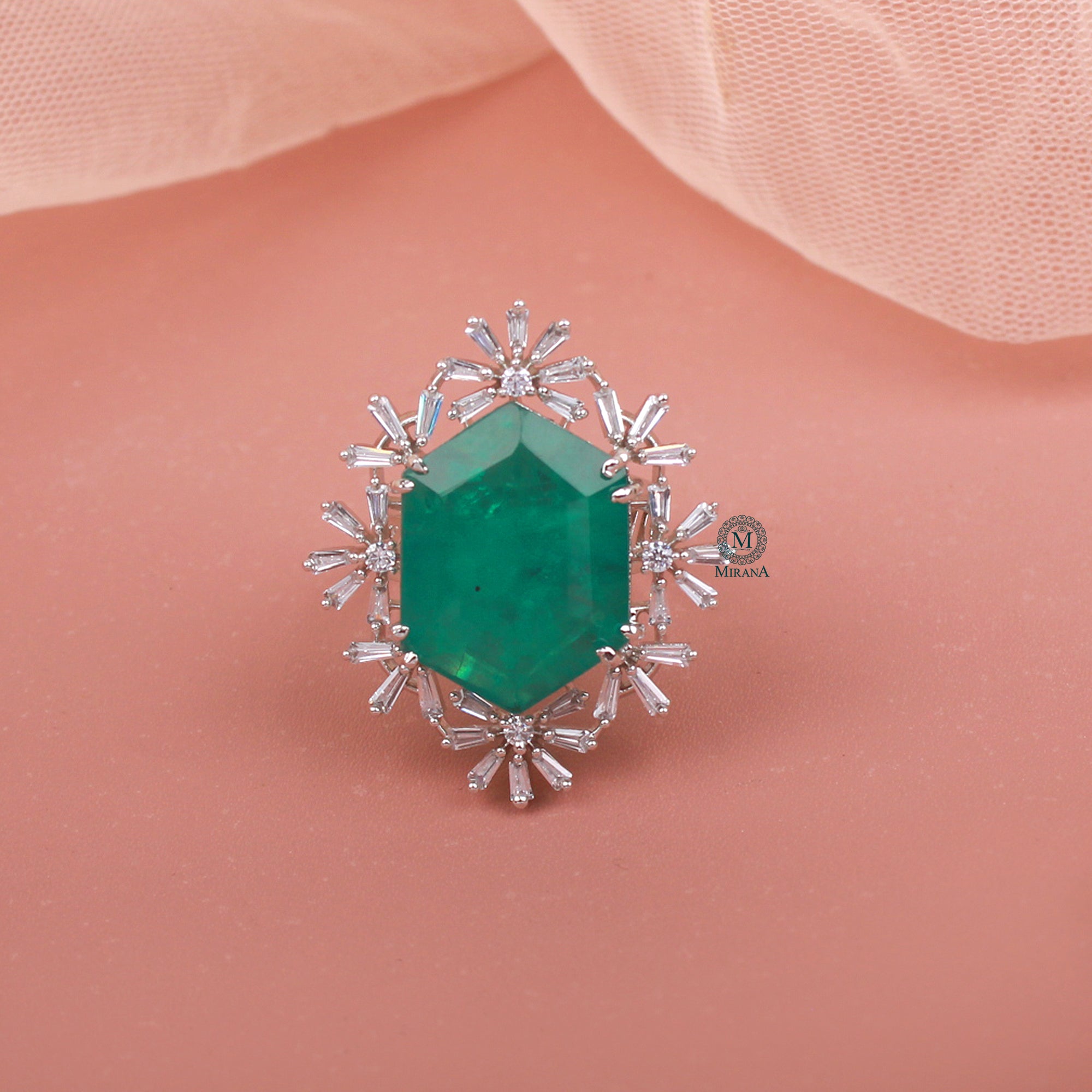Tiza Emerald Green Designer Ring