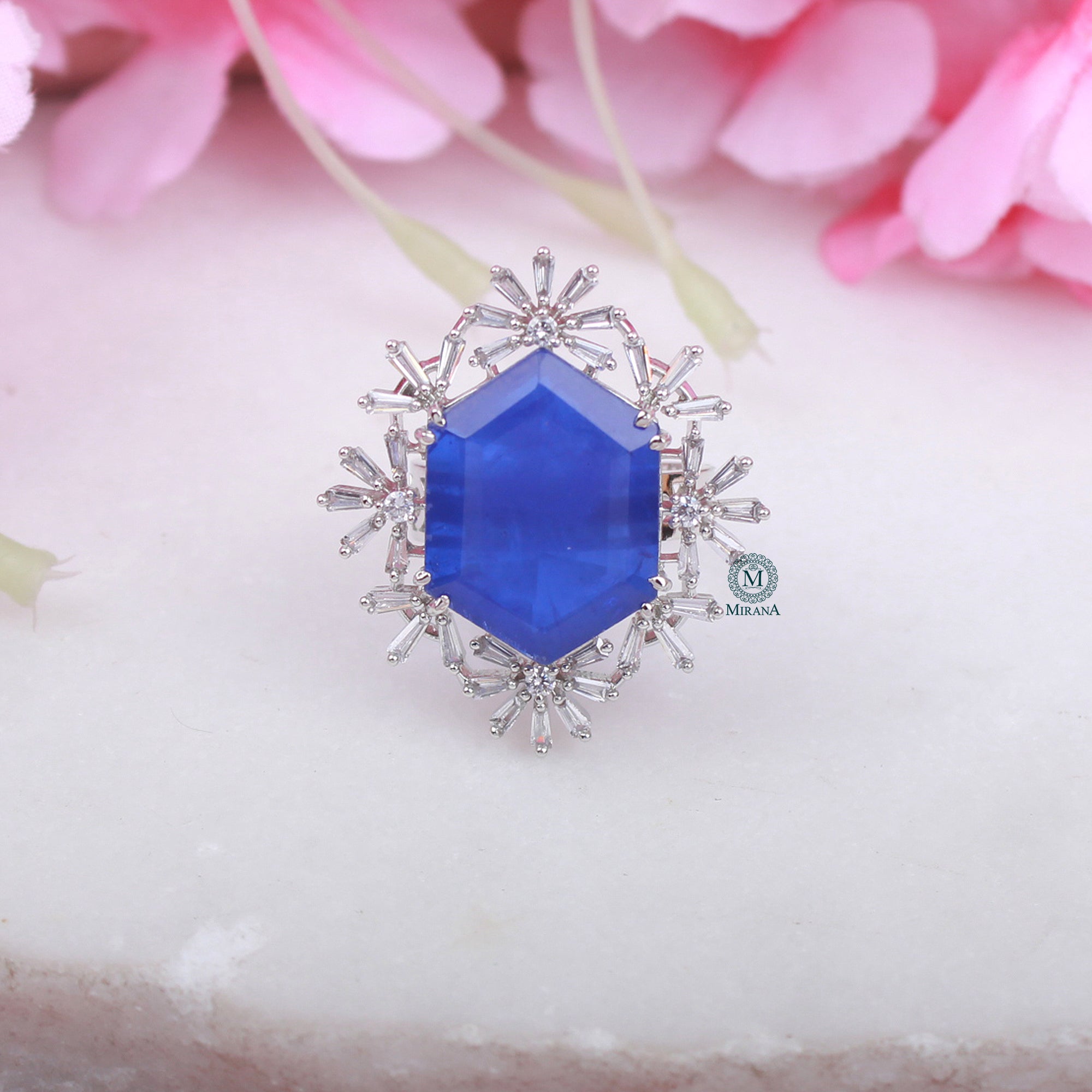 Tiza Sapphire Blue Designer Ring