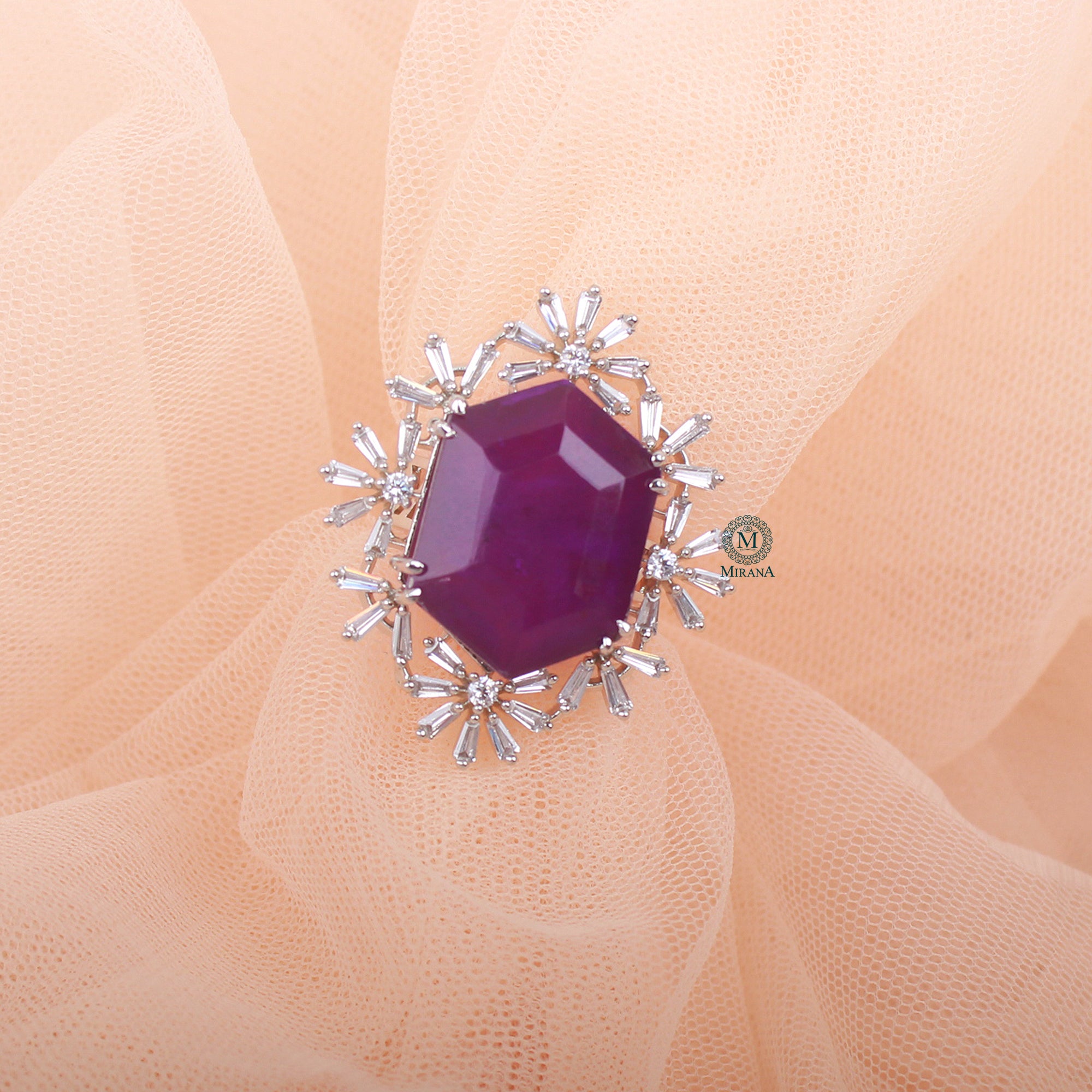 Tiza Purple Colored Designer Ring