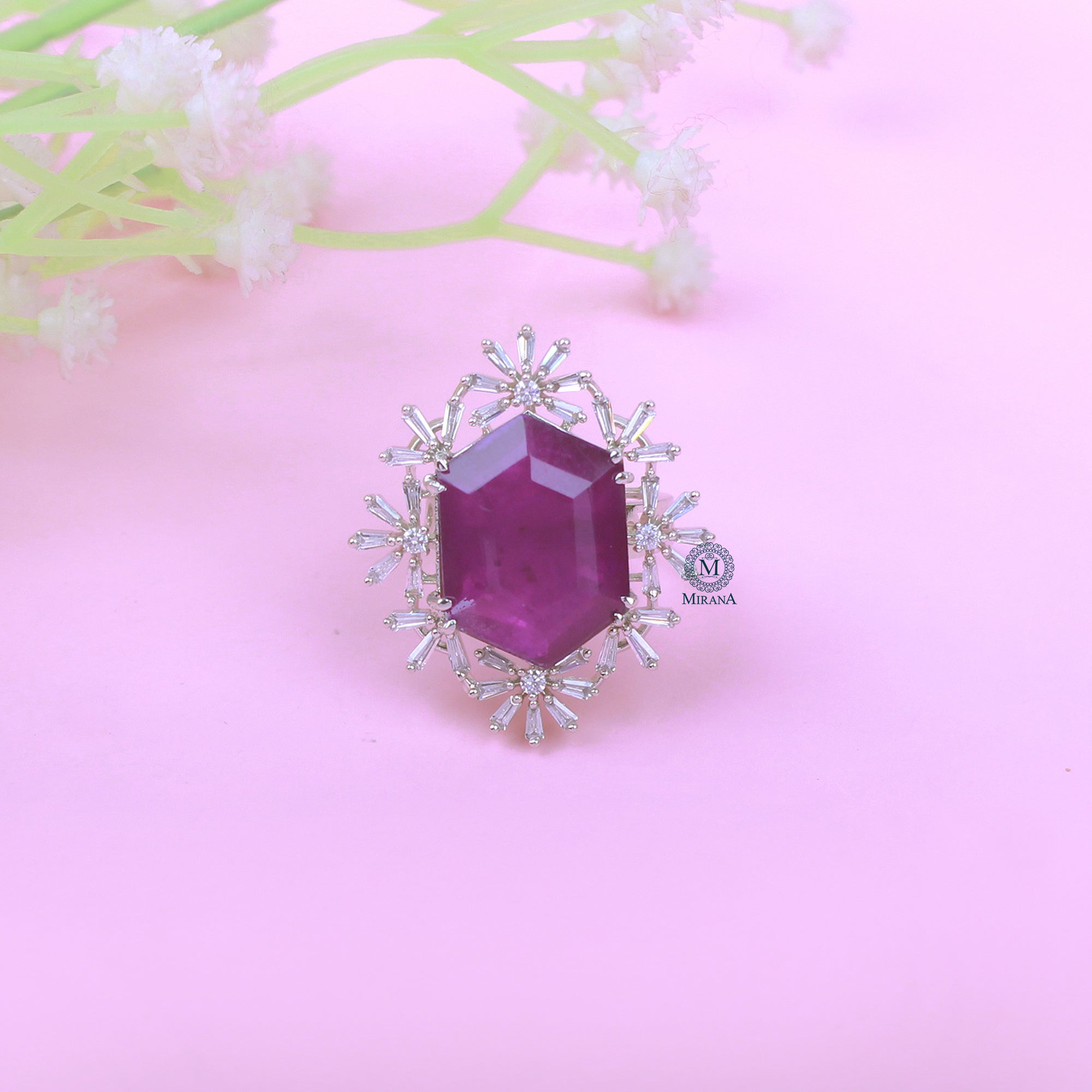 Tiza Purple Colored Designer Ring