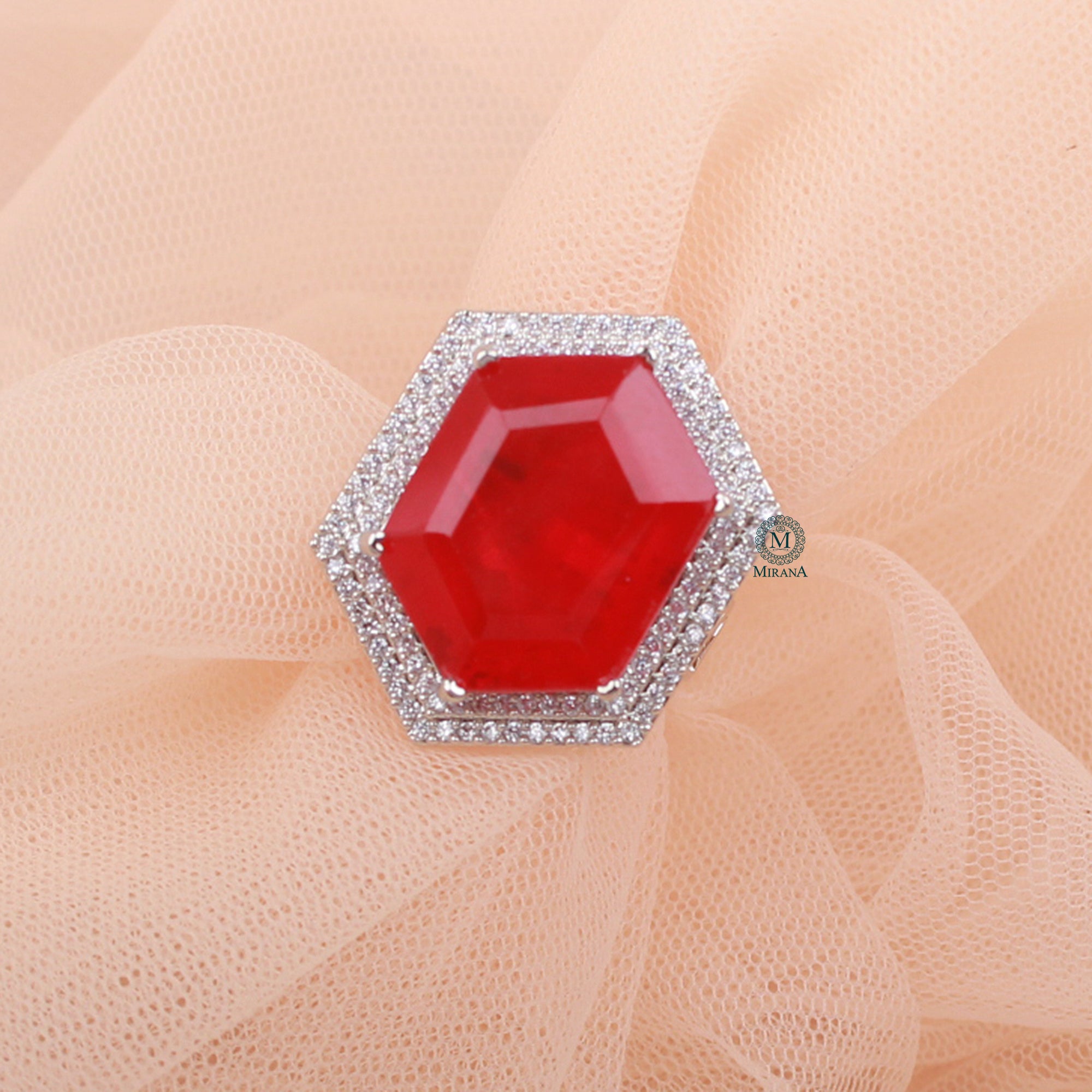 Shylie Red CZ Designer Ring