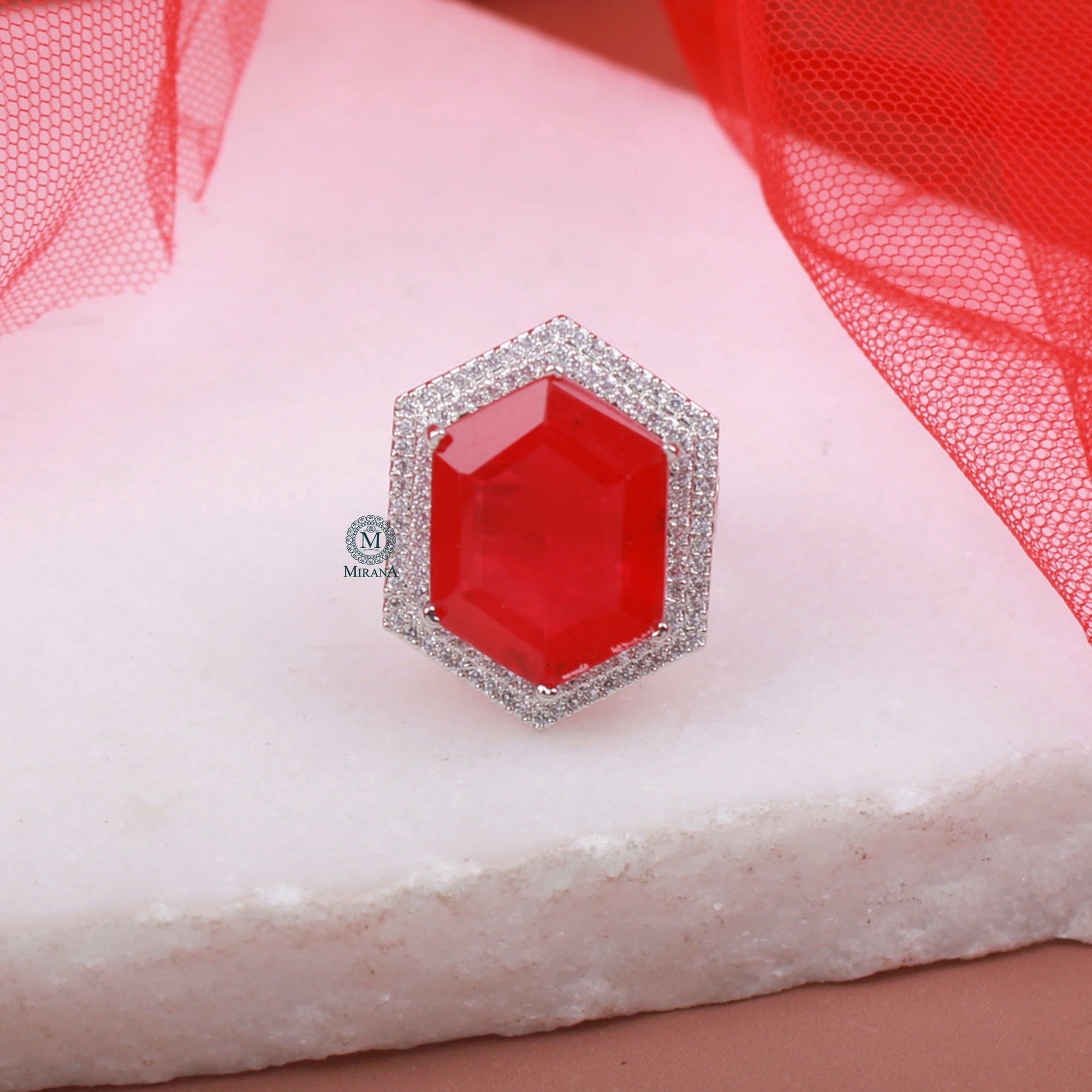 Shylie Red CZ Designer Ring