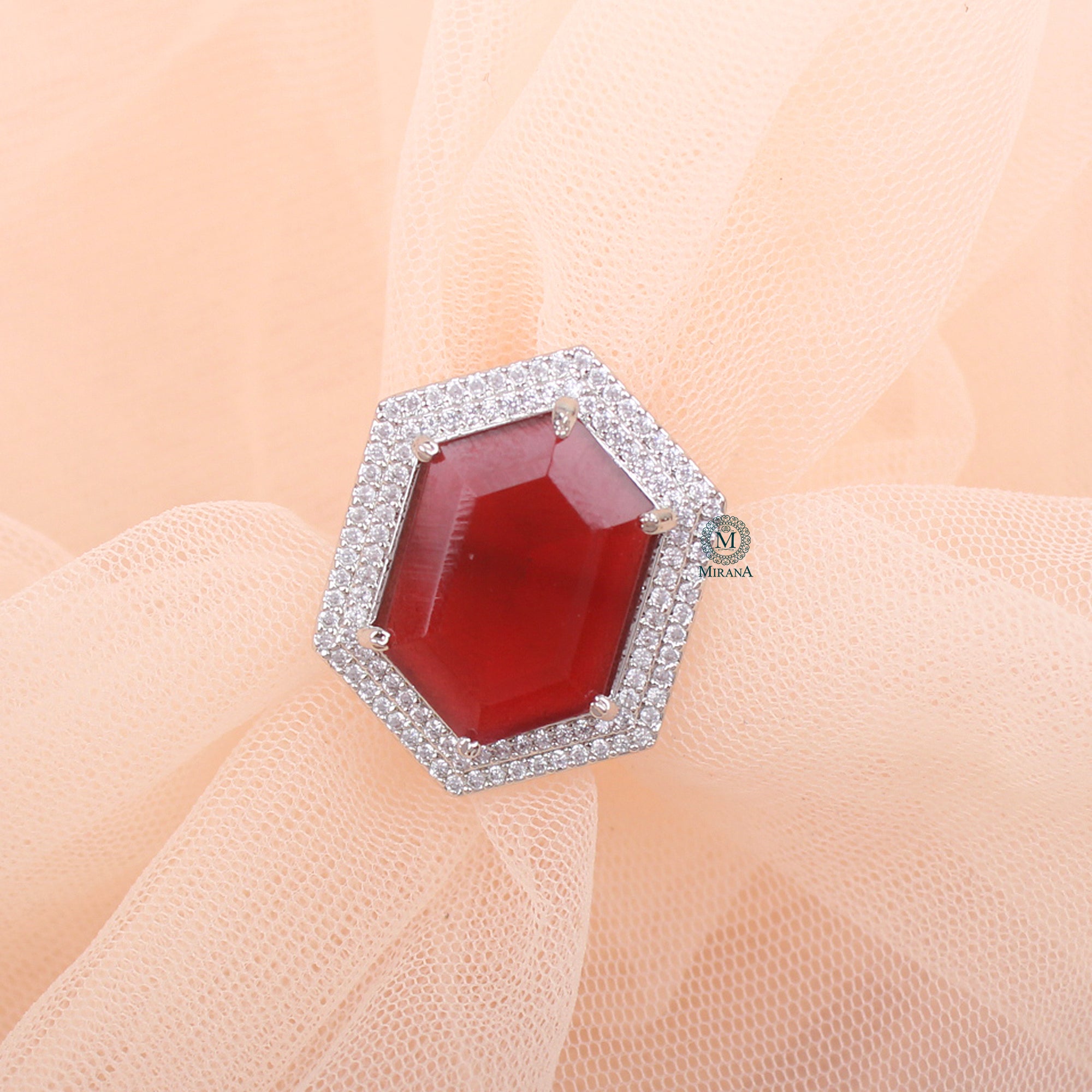 Shylie Ruby CZ Designer Ring