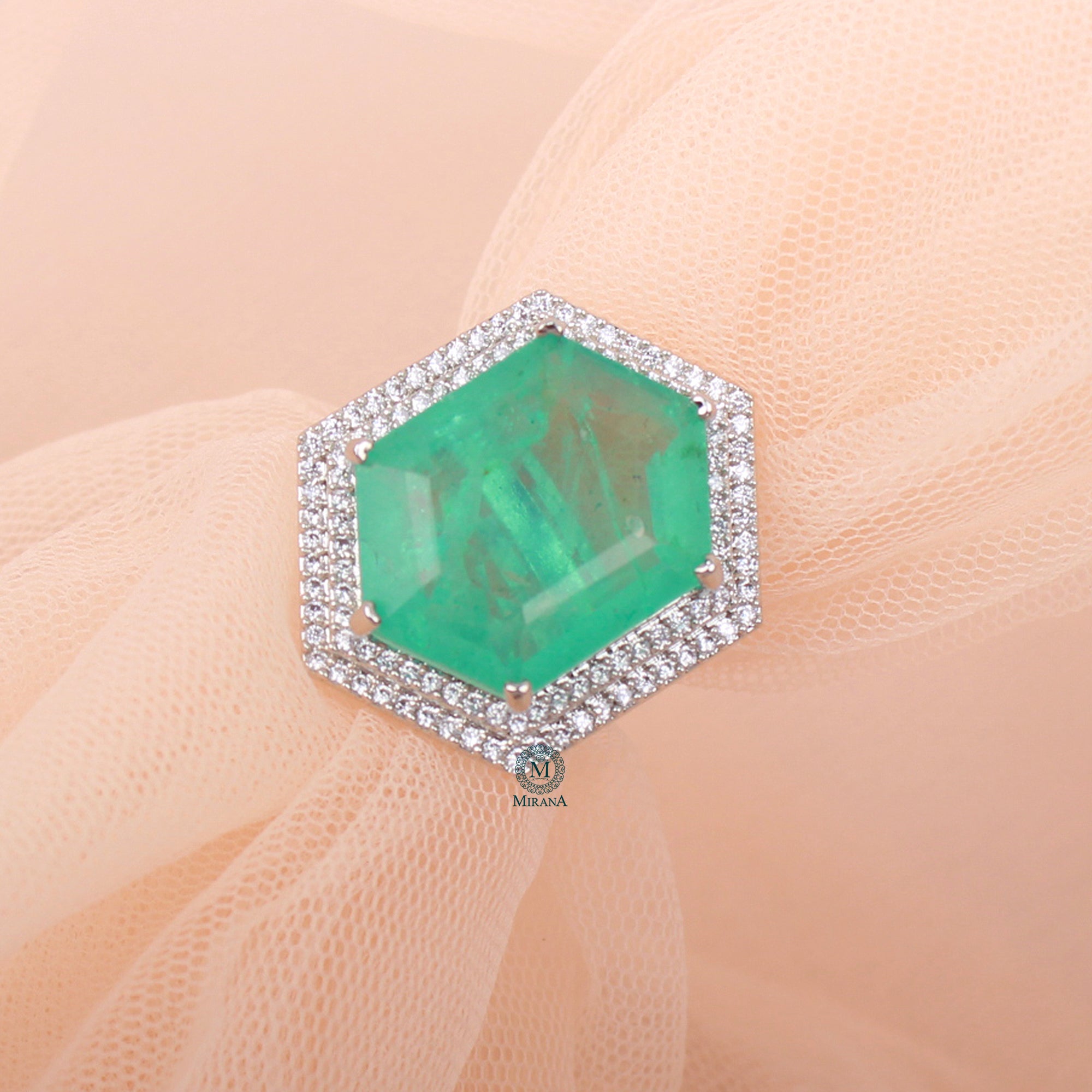 Shylie Pastel Green CZ Designer Ring