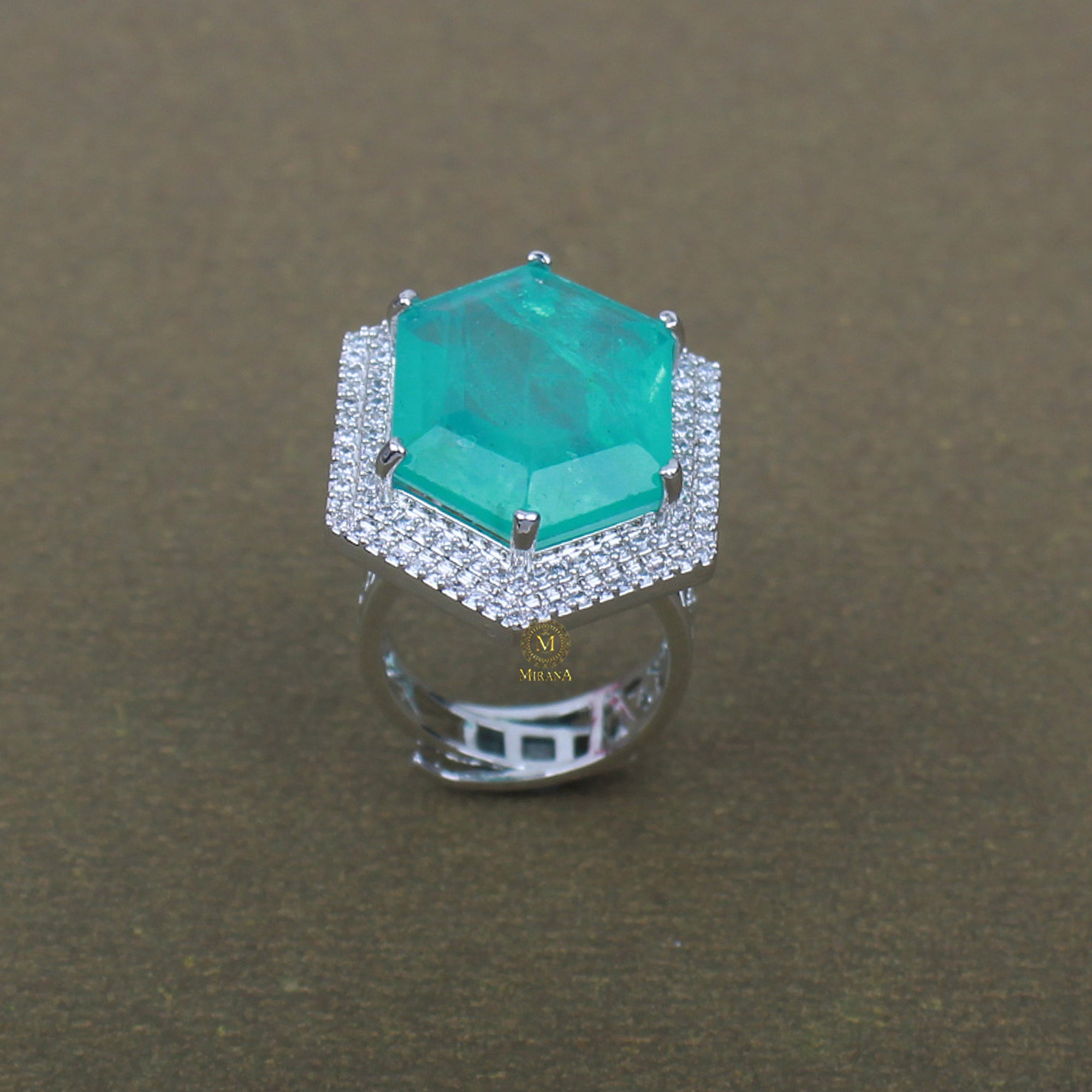 Shylie Pastel Green CZ Designer Ring