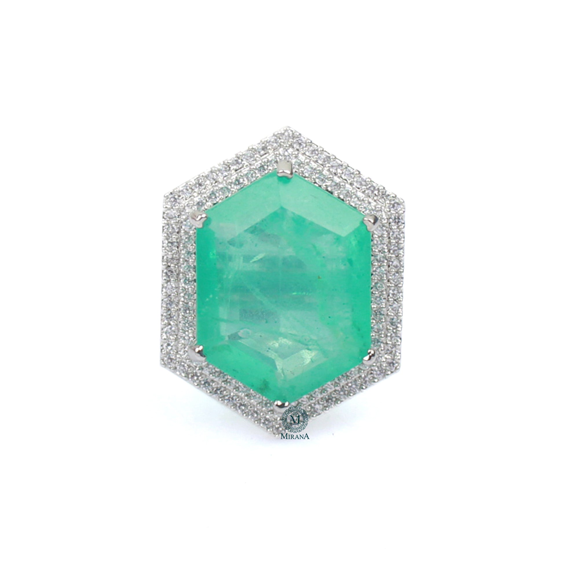 Shylie Pastel Green CZ Designer Ring