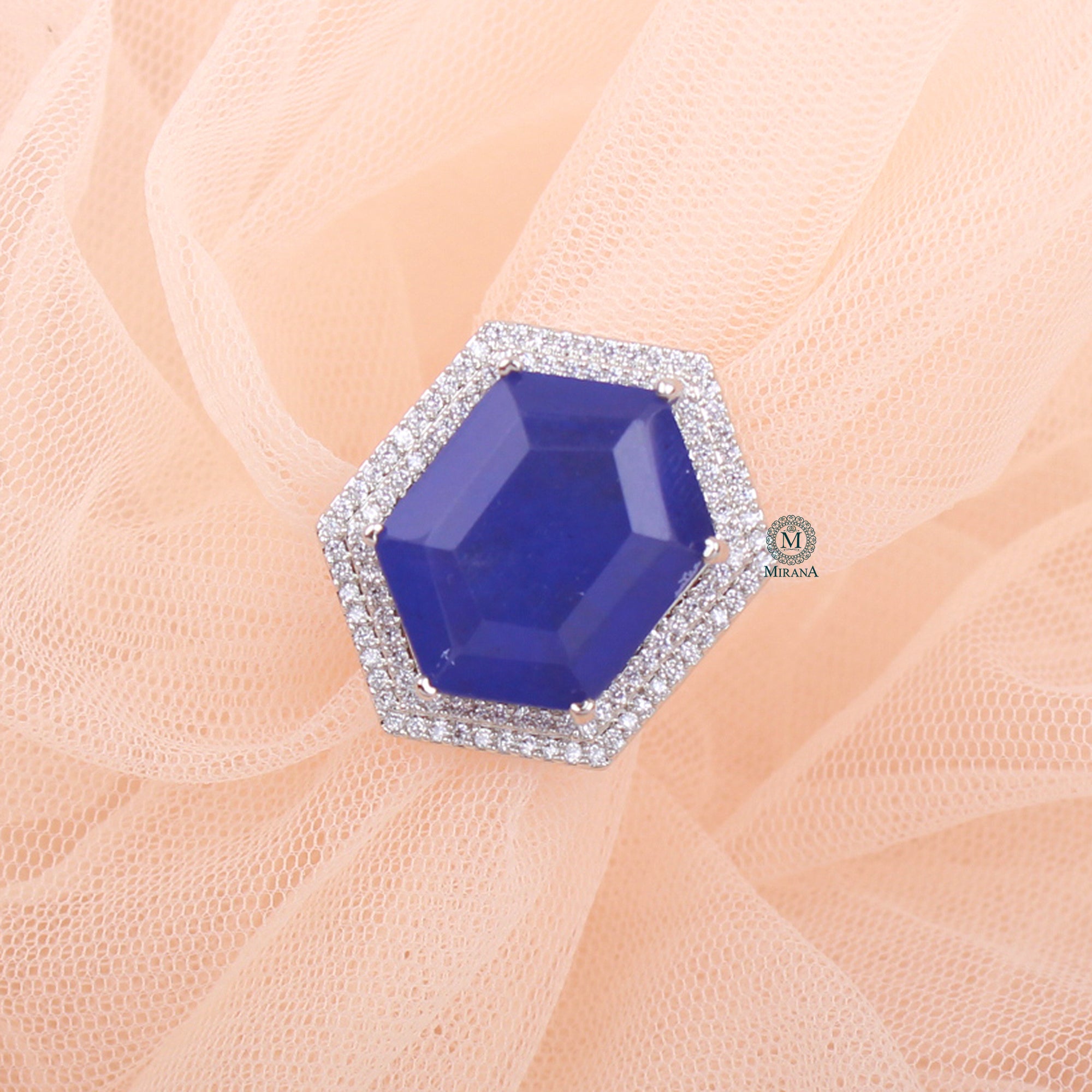 Shylie Sapphire Blue CZ Designer Ring