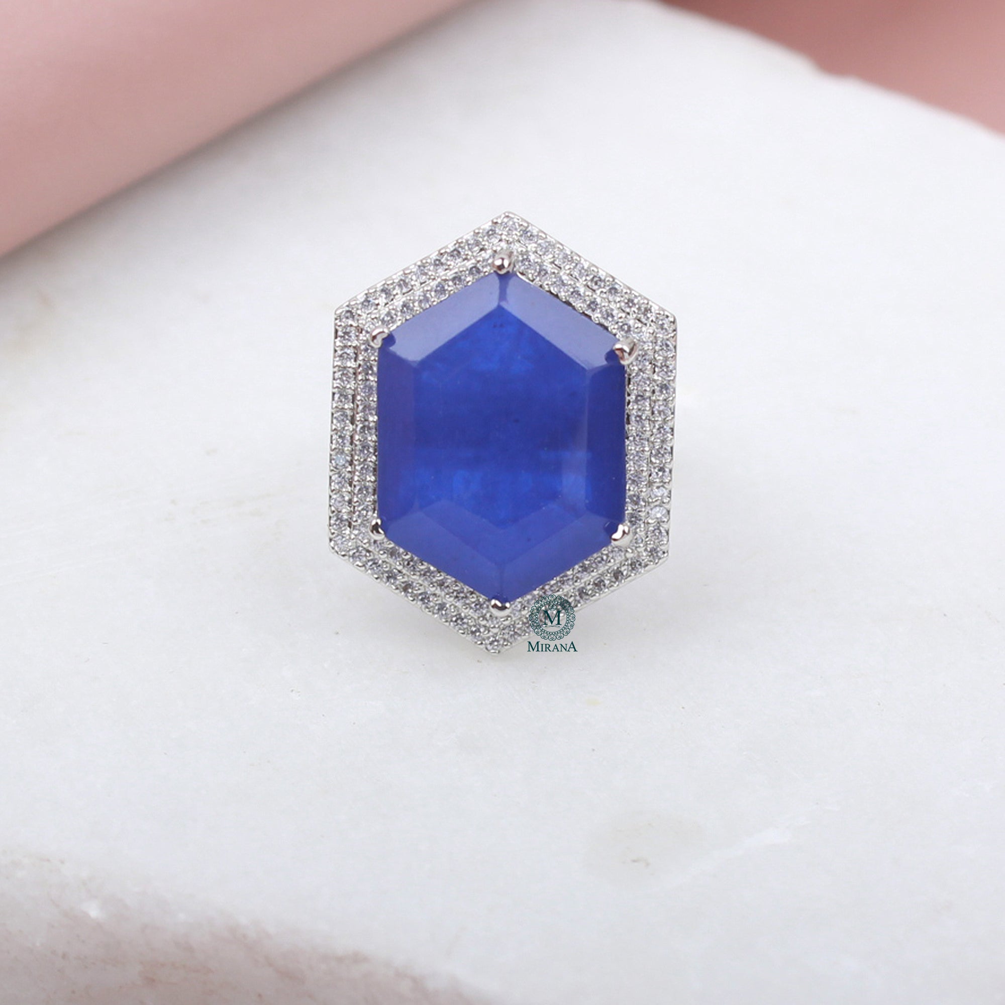 Shylie Sapphire Blue CZ Designer Ring