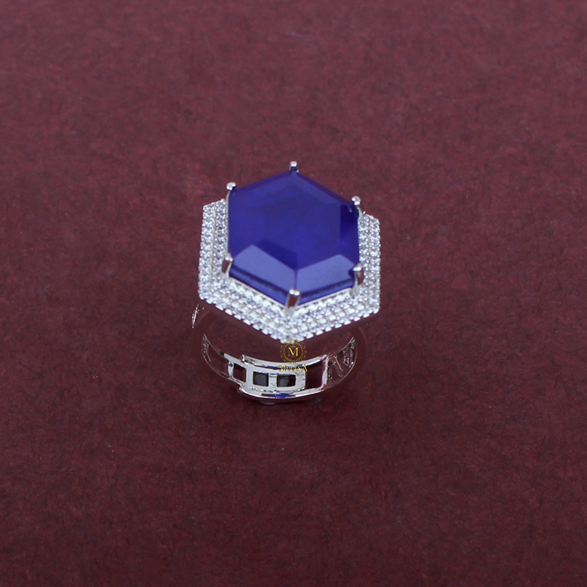Shylie Sapphire Blue CZ Designer Ring