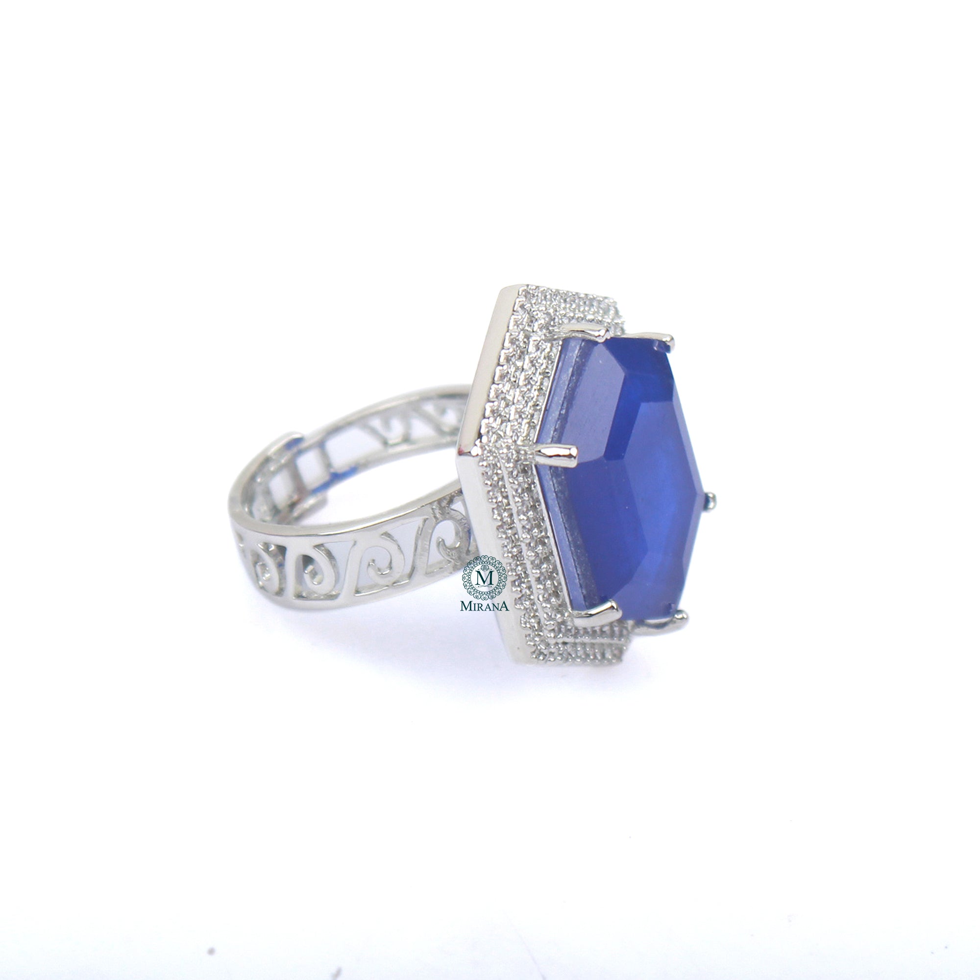 Shylie Sapphire Blue CZ Designer Ring