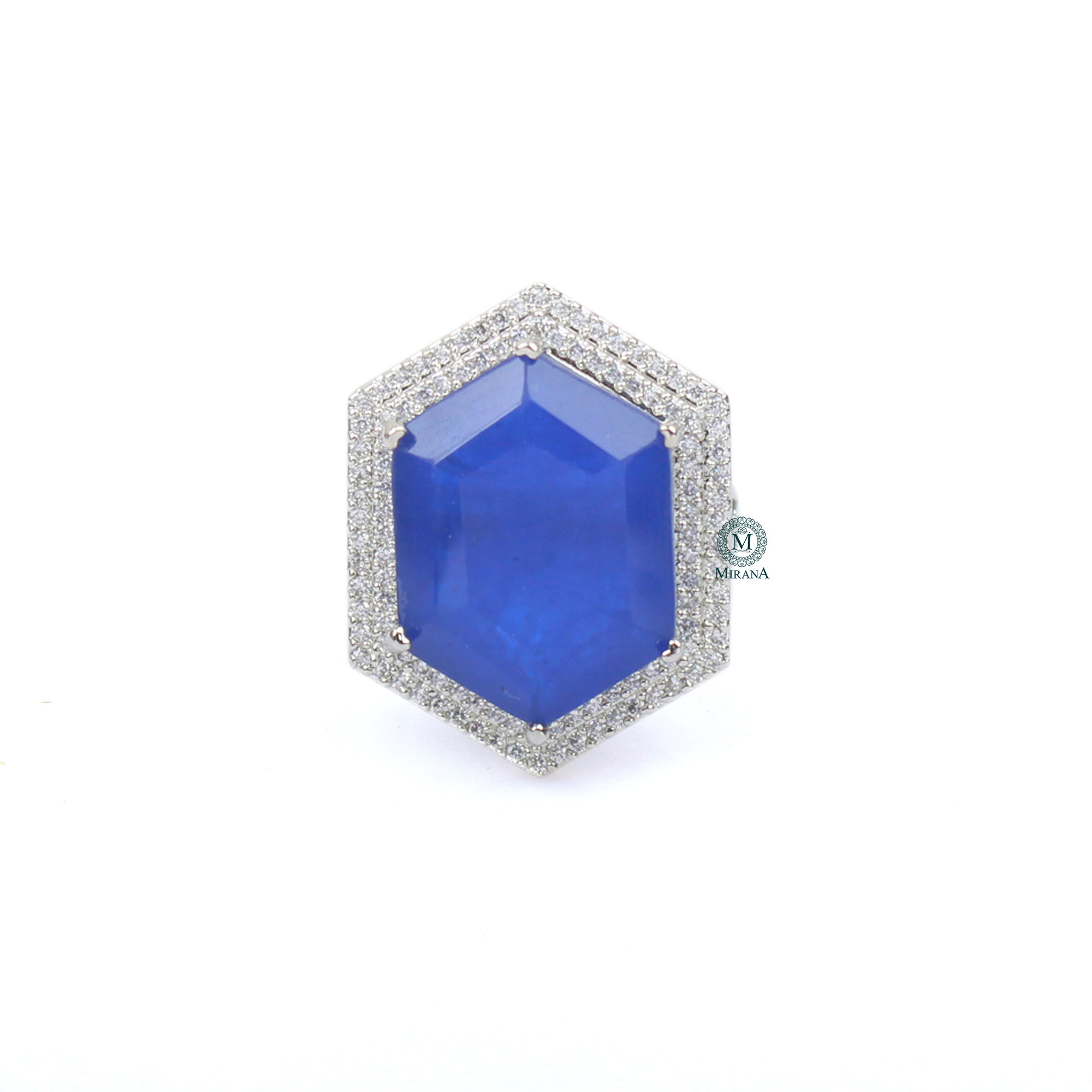 Shylie Sapphire Blue CZ Designer Ring