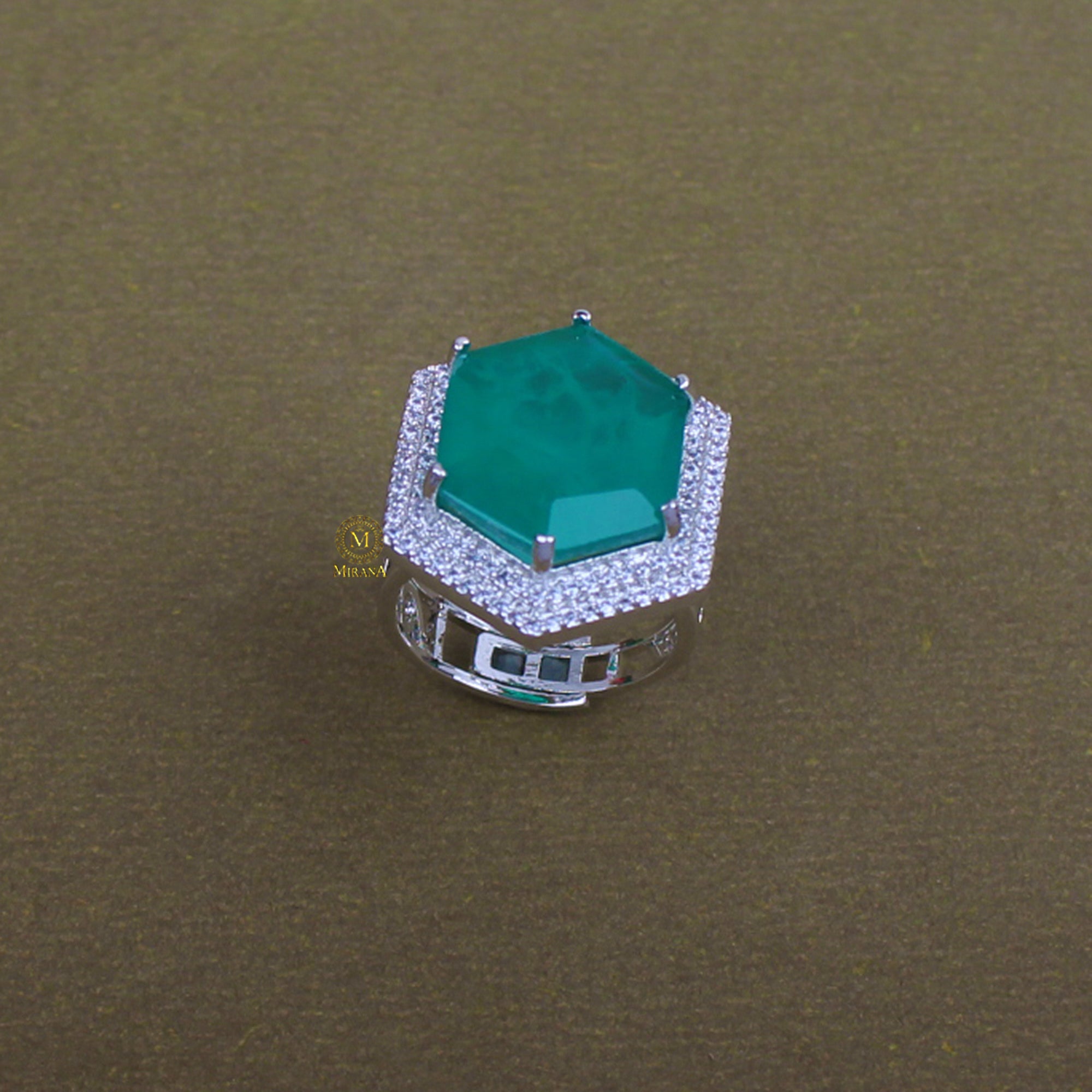 Shylie Emerald Green CZ Designer Ring