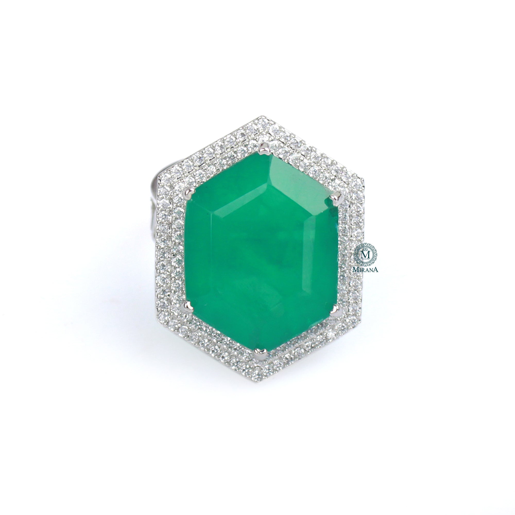 Shylie Emerald Green CZ Designer Ring