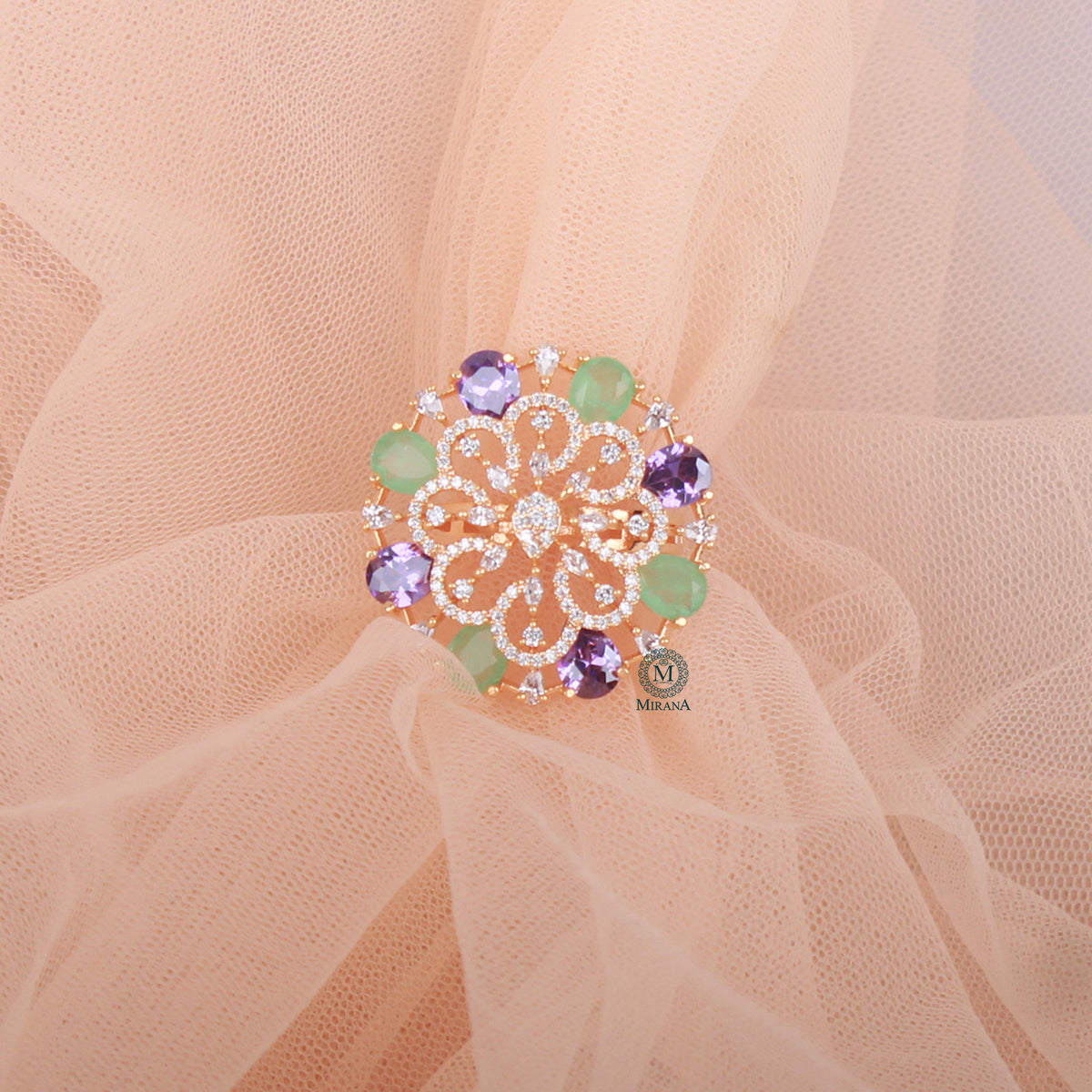 Rubina Multi Colour CZ Fusion Ring