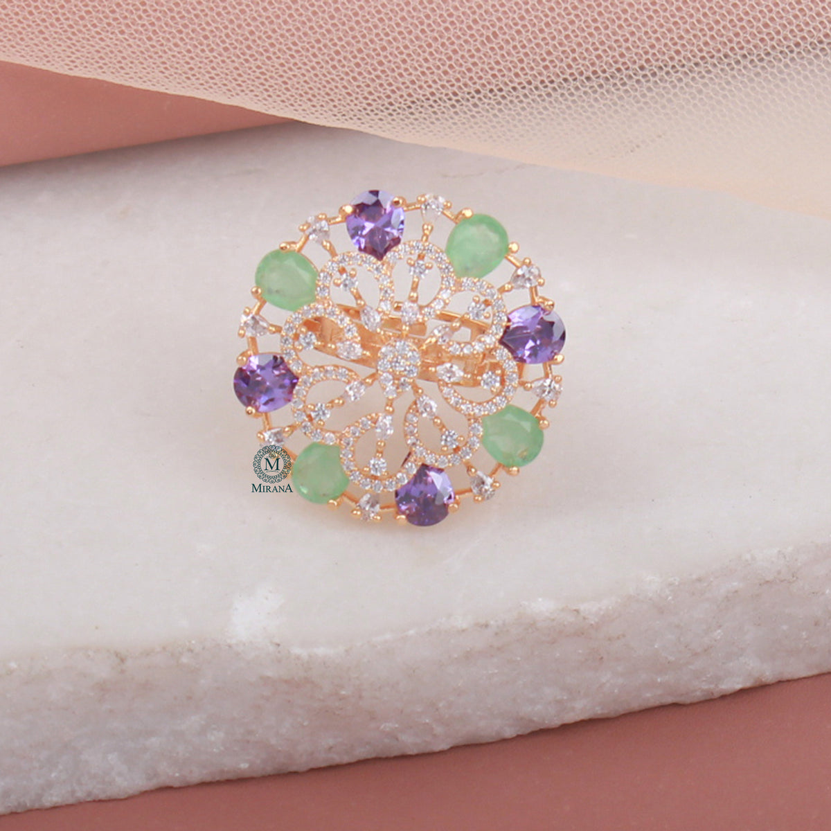 Rubina Multi Colour CZ Fusion Ring