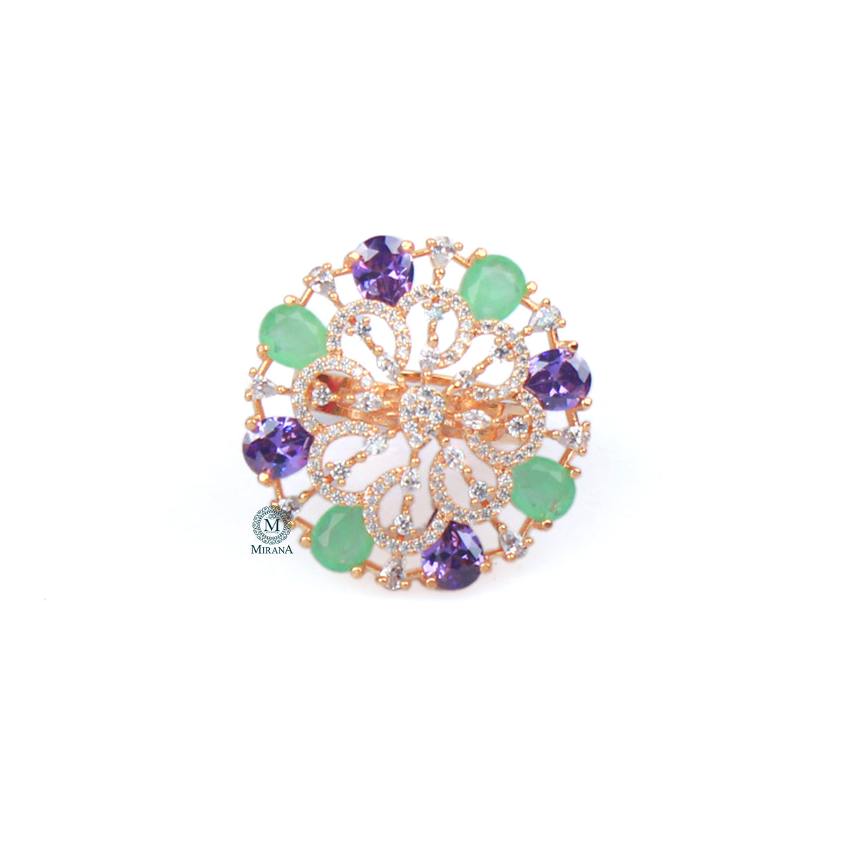 Rubina Multi Colour CZ Fusion Ring
