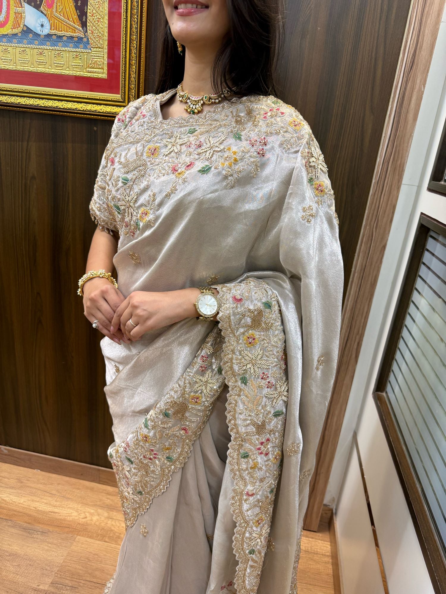Off White Soft Tissue Saree