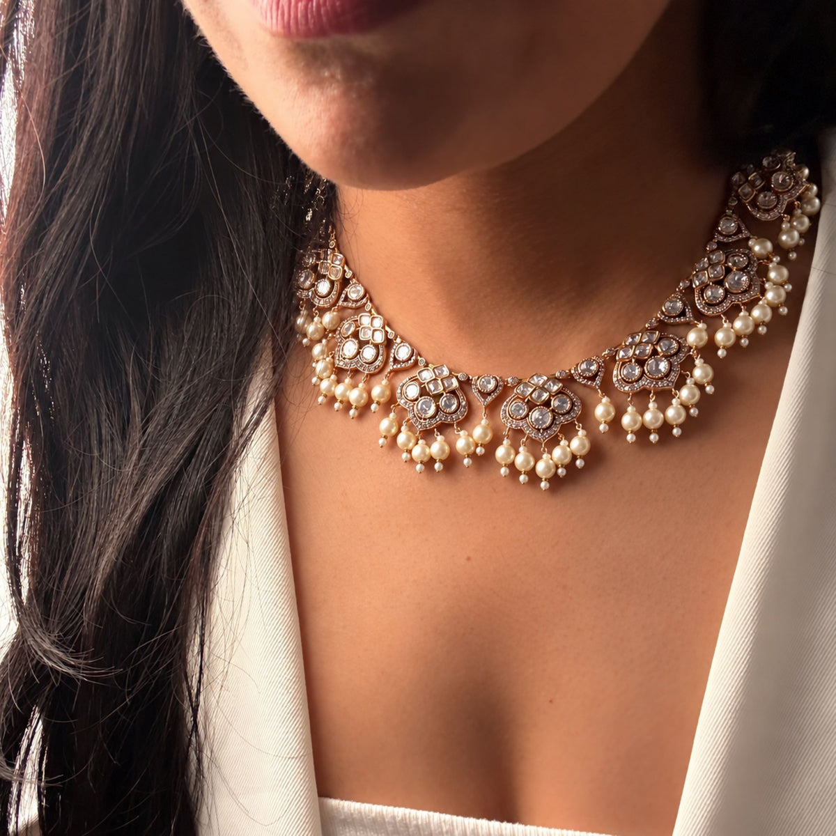 Chahat Polki Designer Necklace Set