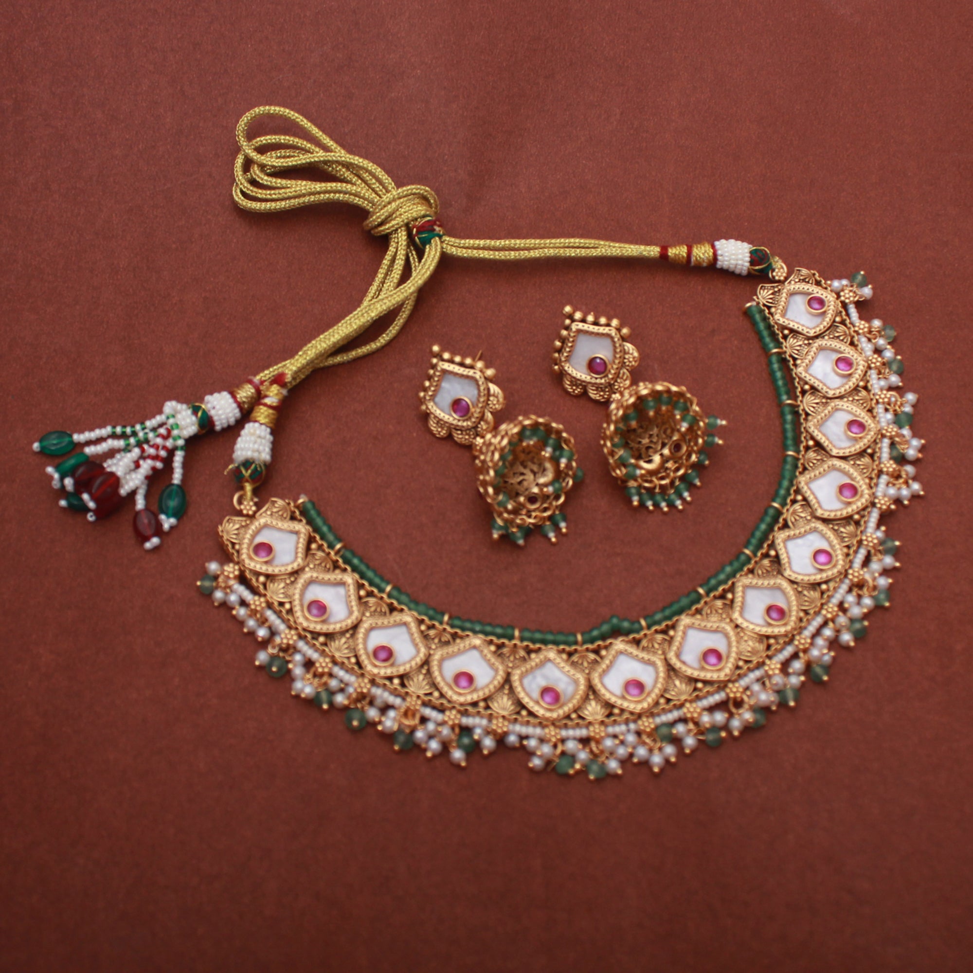 Preeti MOP Antique Designer Necklace Set