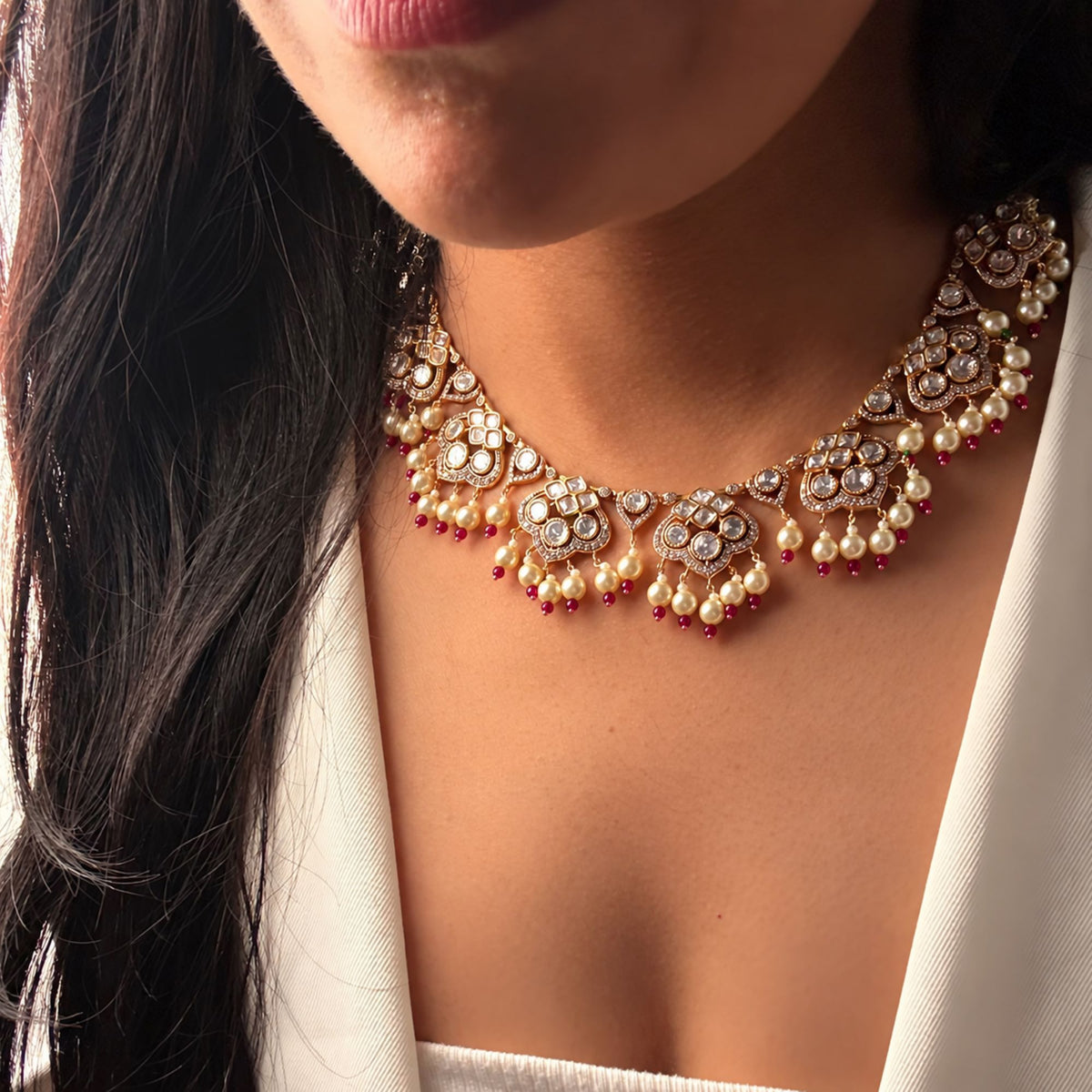 Chahat Polki Designer Necklace Set