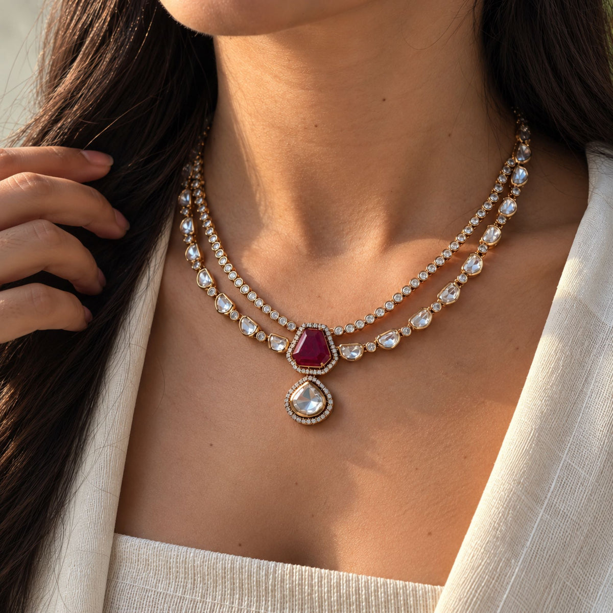 Kaavi Polki Layered Necklace Set