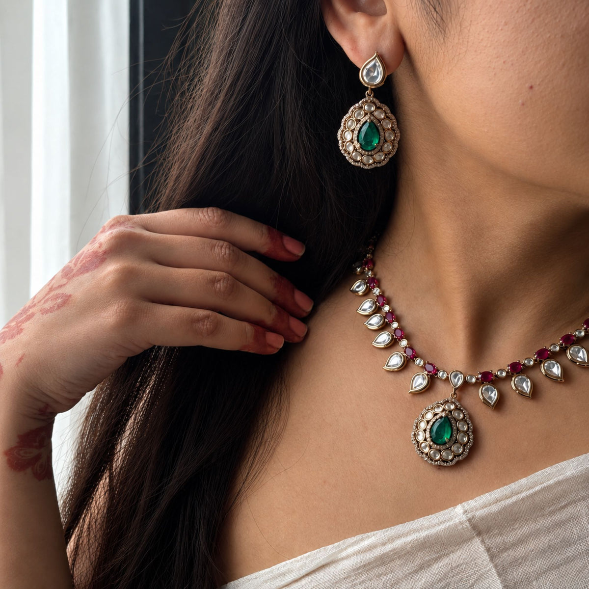Rutashi Polki Designer Necklace Set