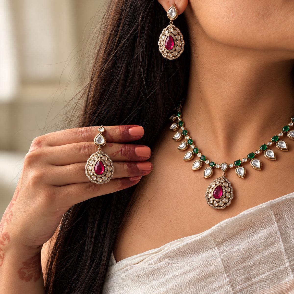 Rutashi Polki Designer Necklace Set