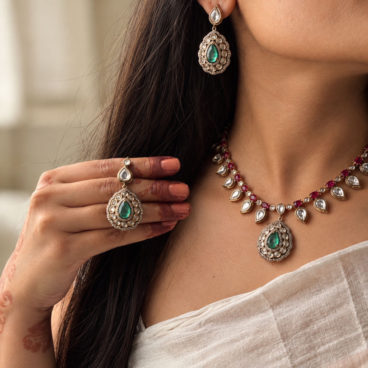 Rutashi Polki Designer Necklace Set