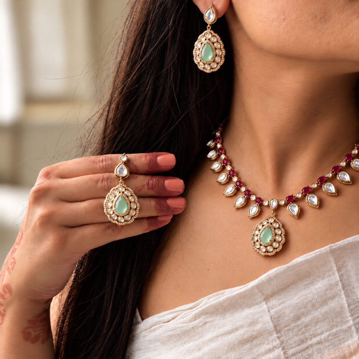 Rutashi Polki Designer Necklace Set