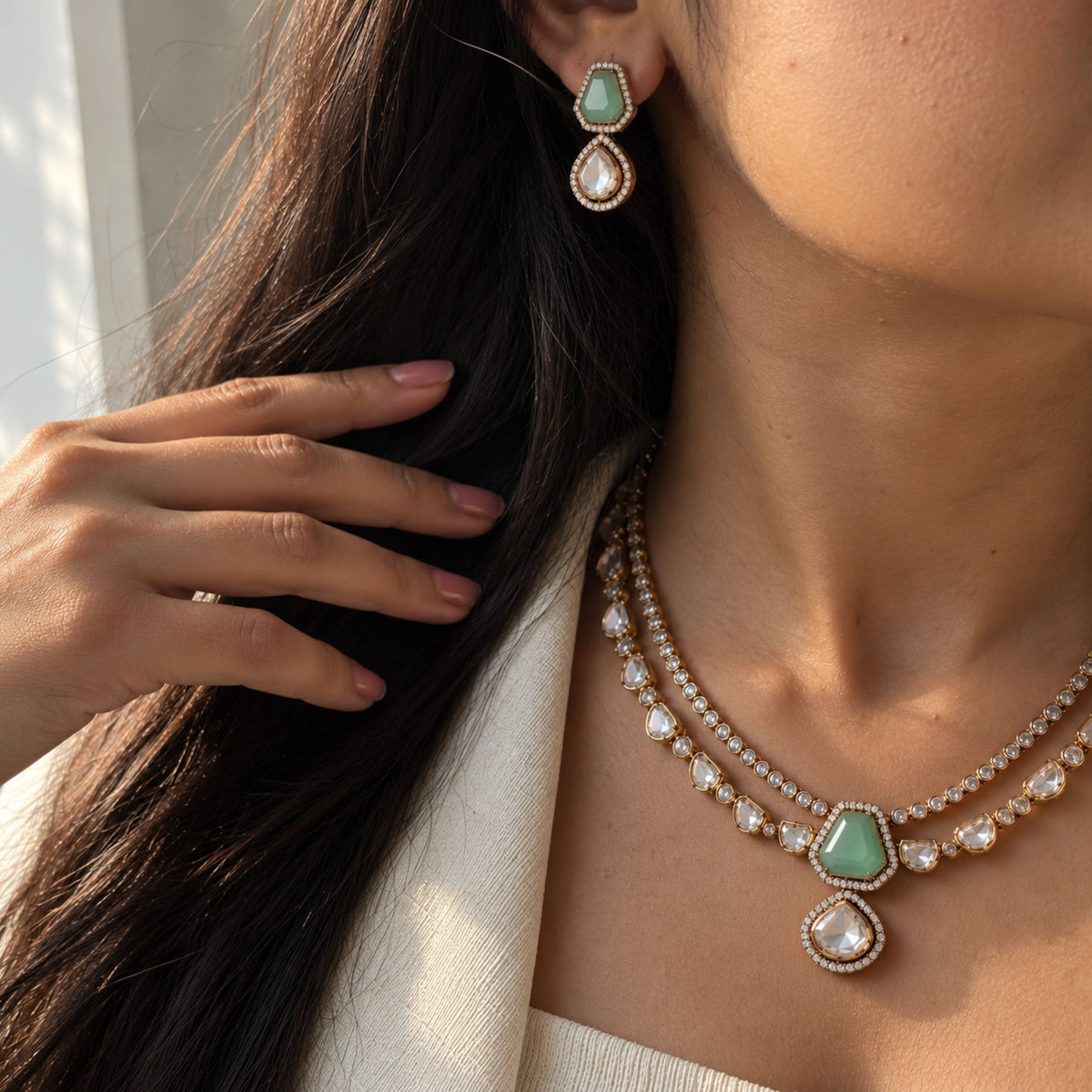 Kaavi Polki Layered Necklace Set