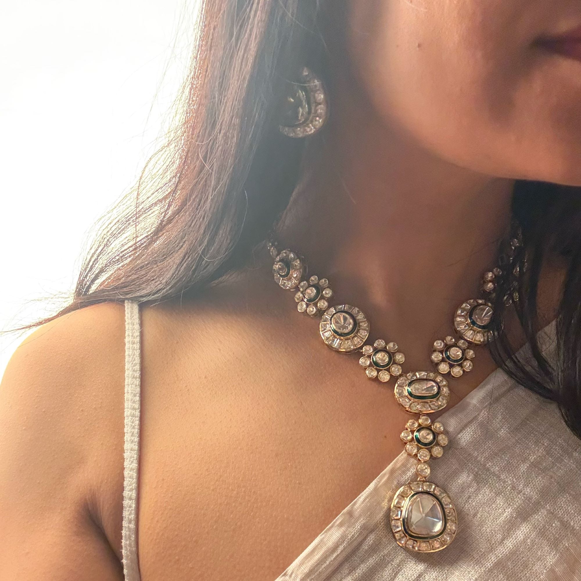 Sandhya Moissanite Designer Necklace Set