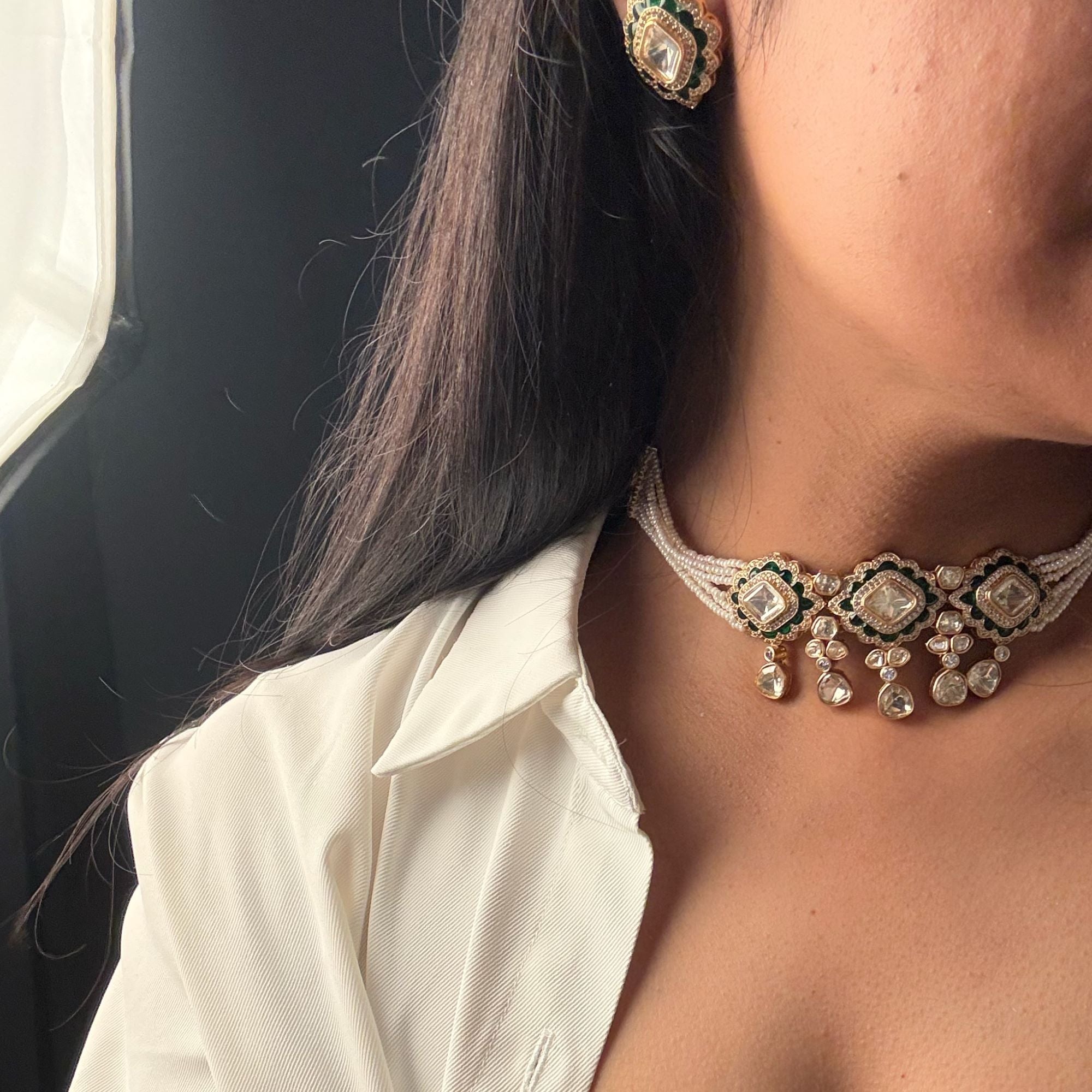 Shivi Moissanite Designer Choker Set