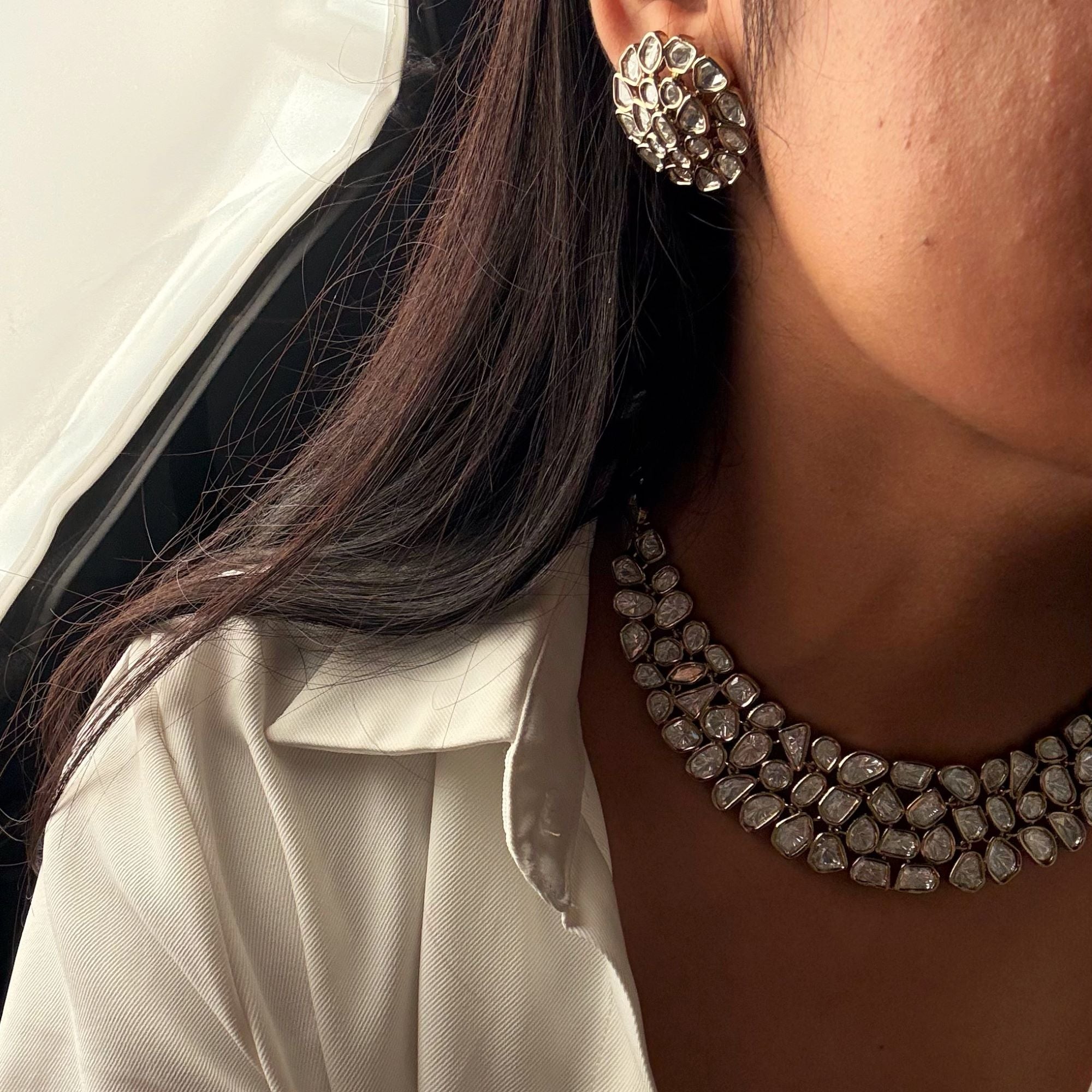 Jenishi Polki Designer Necklace Set