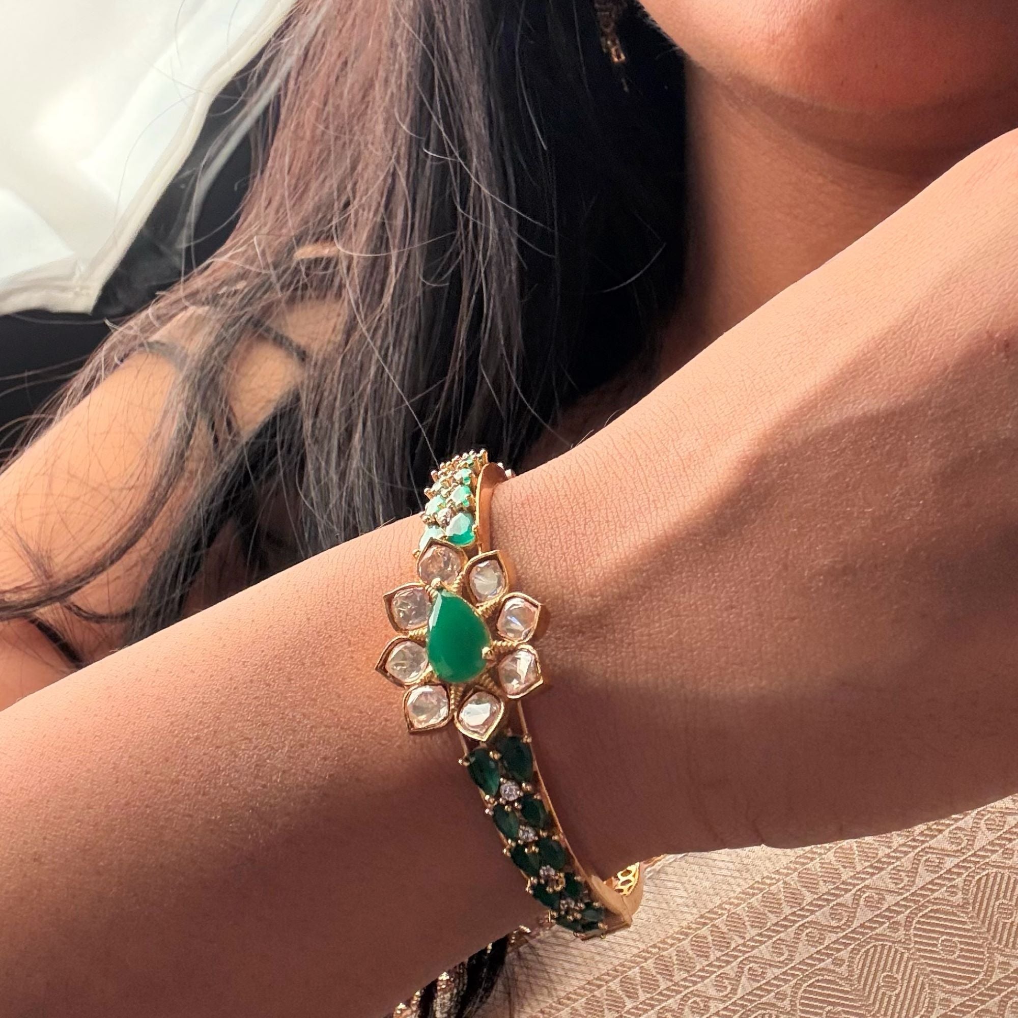 Saraswati Moissanite Designer Bracelet