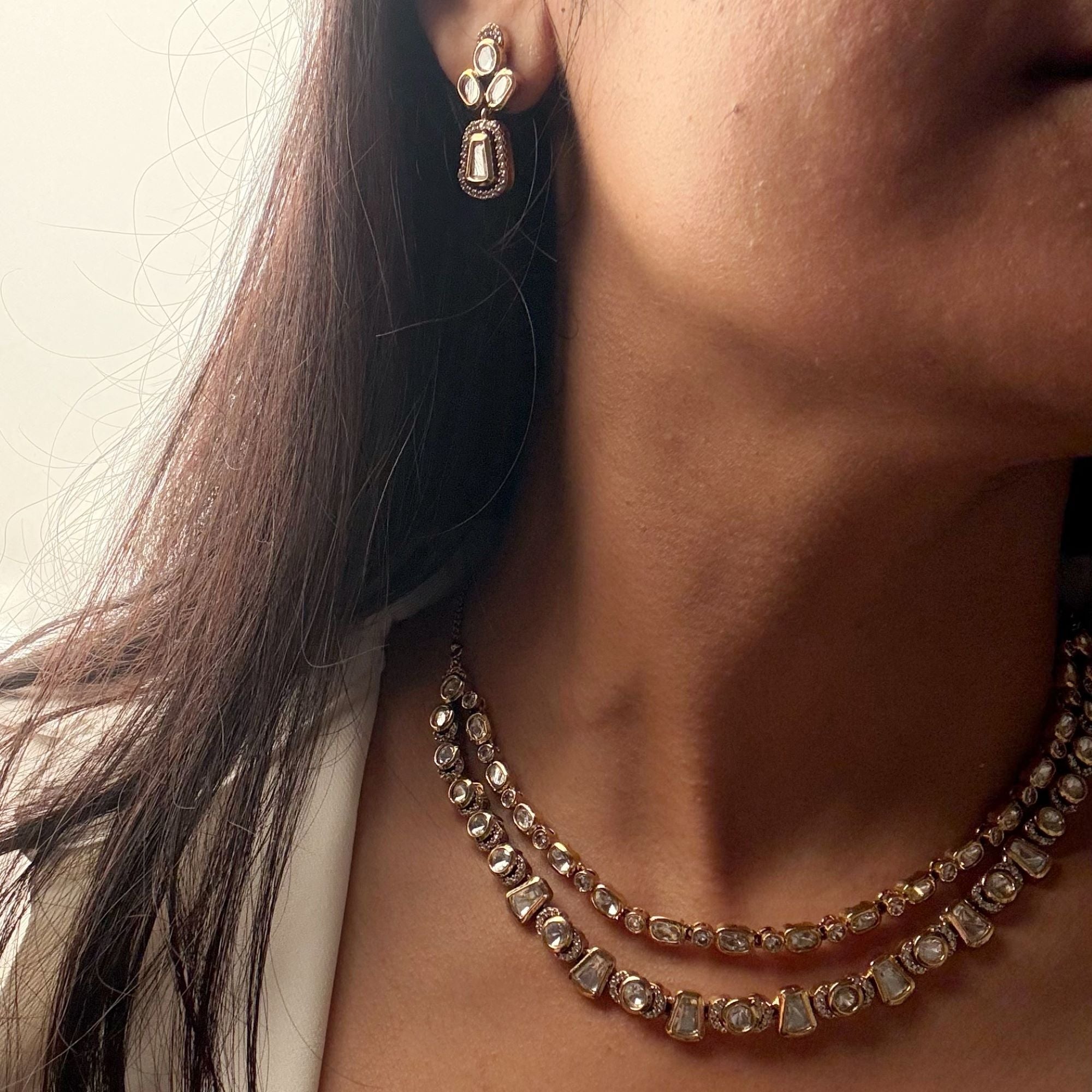 Riya Polki Double Layered Necklace Set