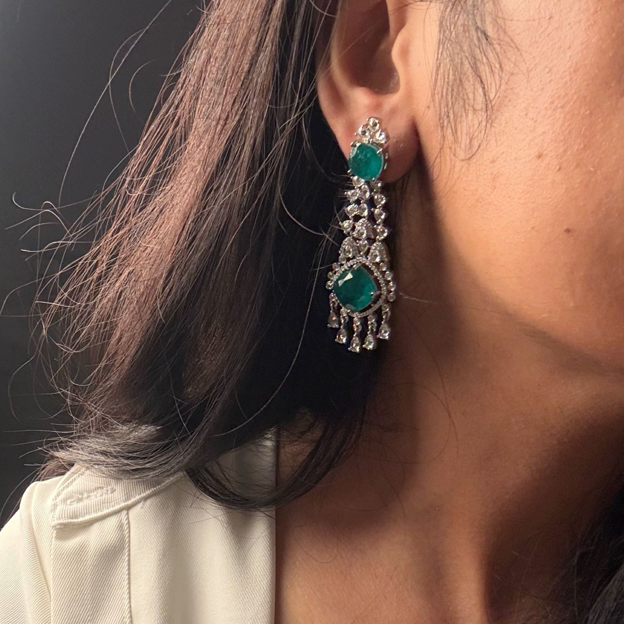 Lavie Emerald Green CZ Earrings