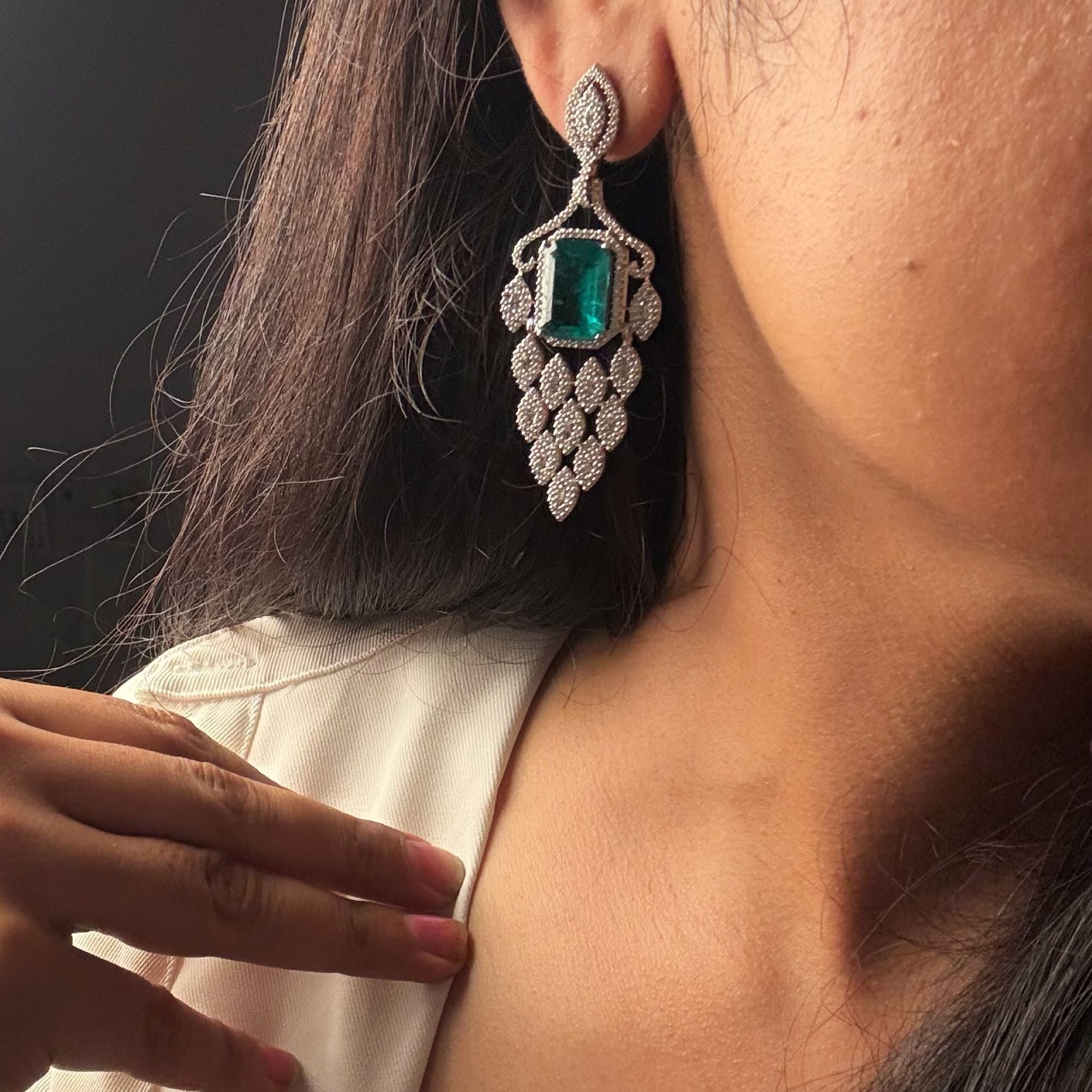 Rini Emerald Green CZ Earrings